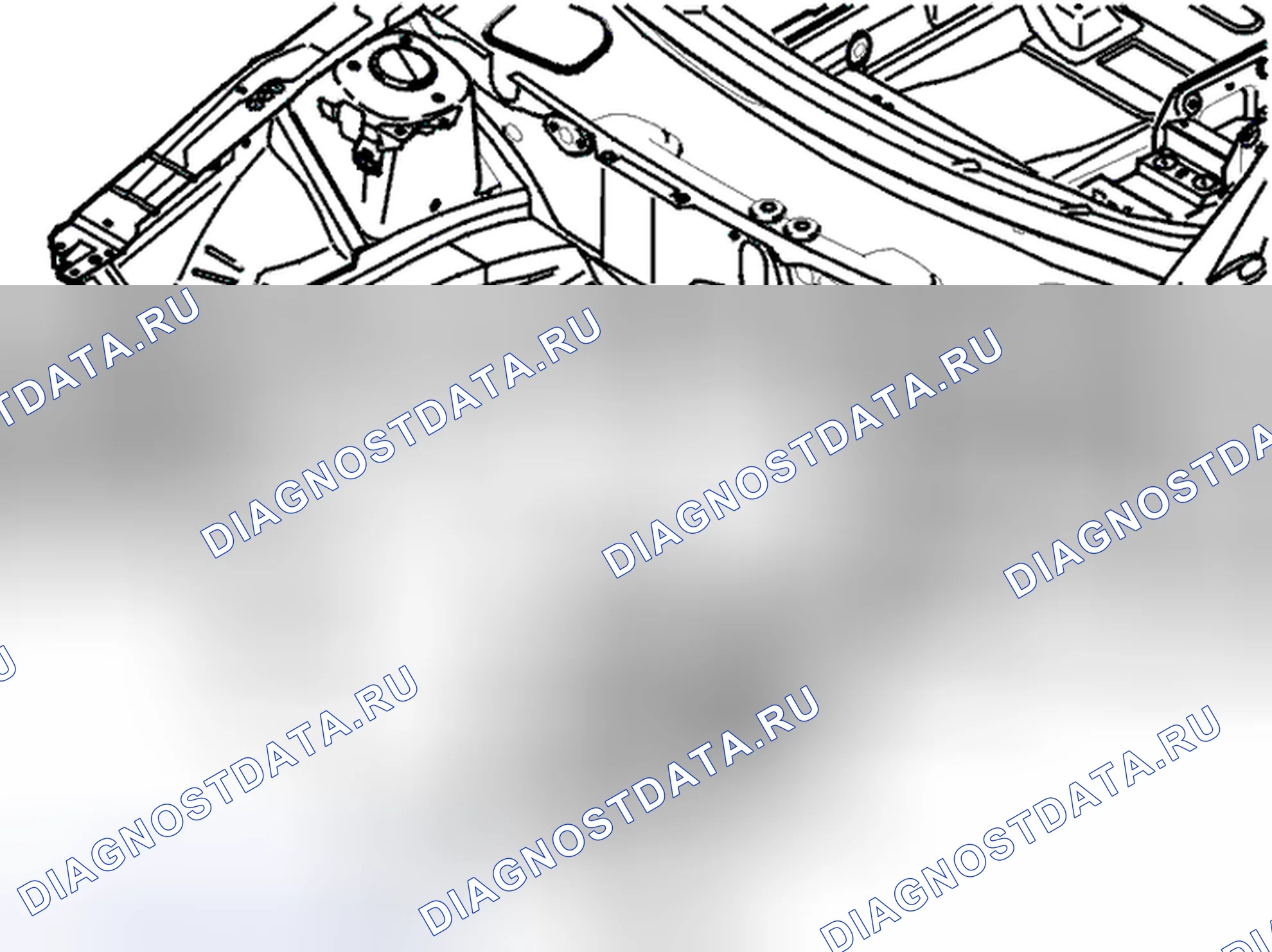 Рис. 23: Передняя часть лонжеронов, схема центровки. Volvo V70 II