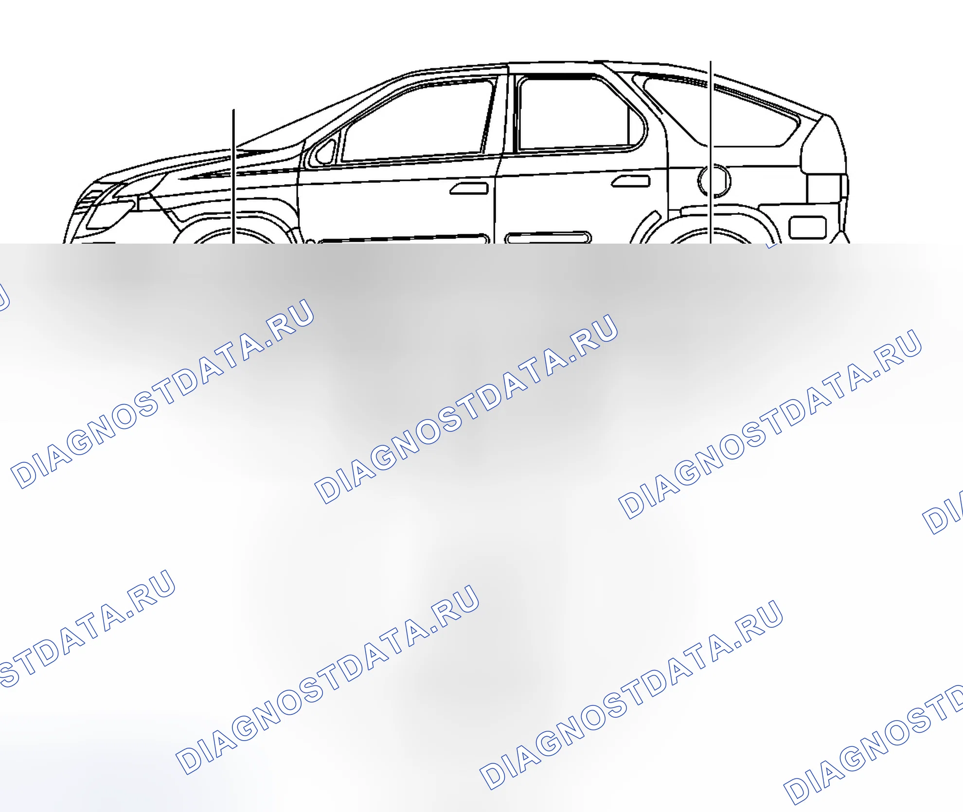 Рис. 9: Измерение размеров J и K. Buick Rendezvous I