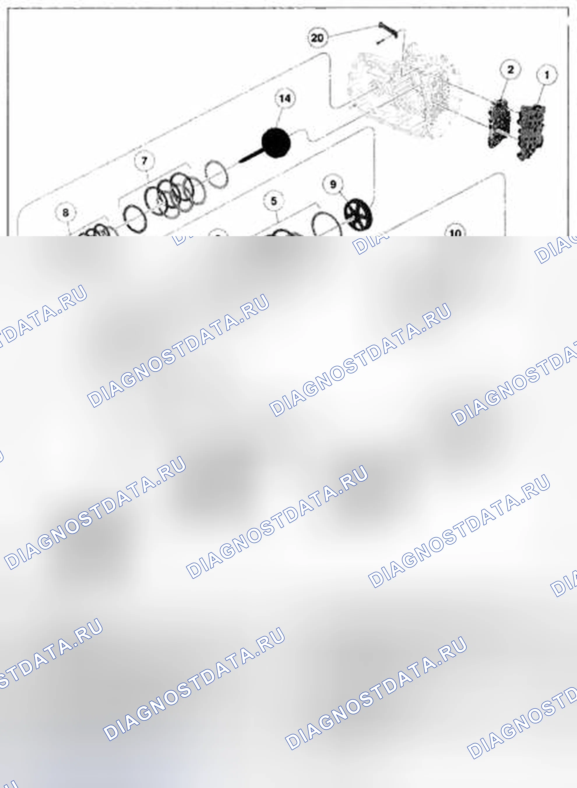 Рис. 472: Разнесенный вид основных компонентов. Mazda Tribute II