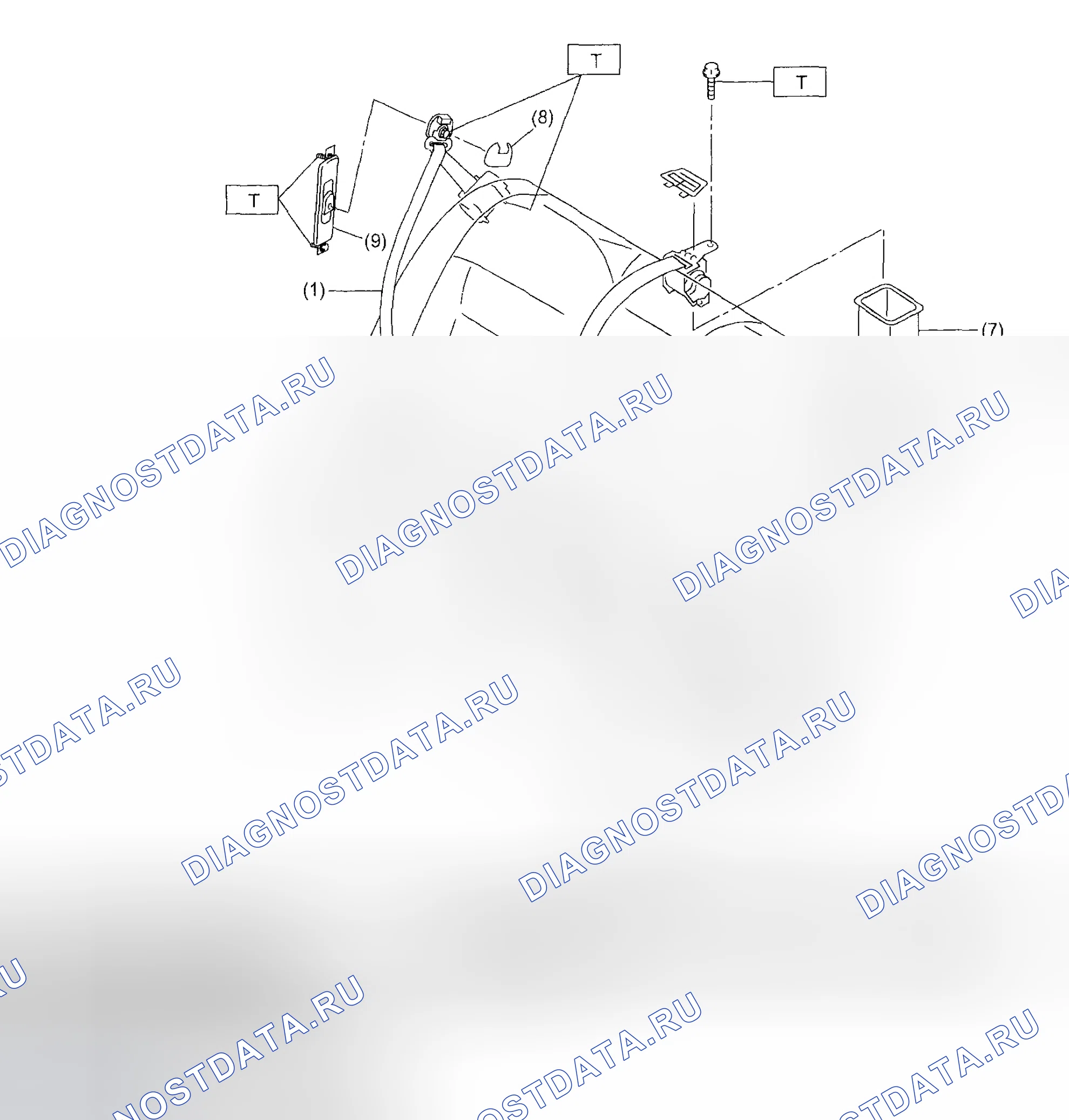 Рис. 2: ЗАДНИЕ РЕМНИ БЕЗОПАСНОСТИ (СЕДАН). Subaru Impreza WRX GD/GG рестайлинг