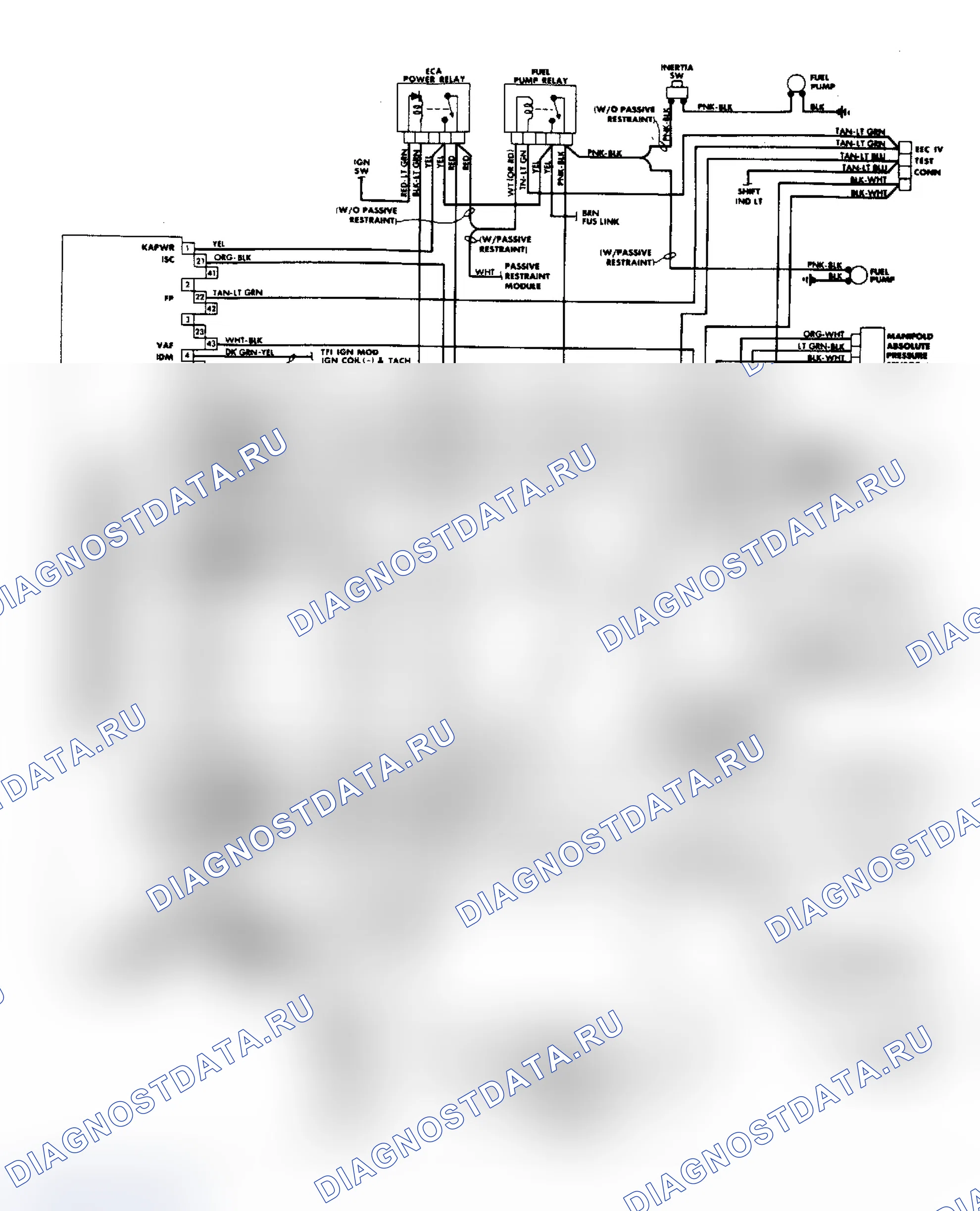 Рис. 65: электросхема 1.9L MPFI EEC-IV (сопровождение). Mercury Sable I