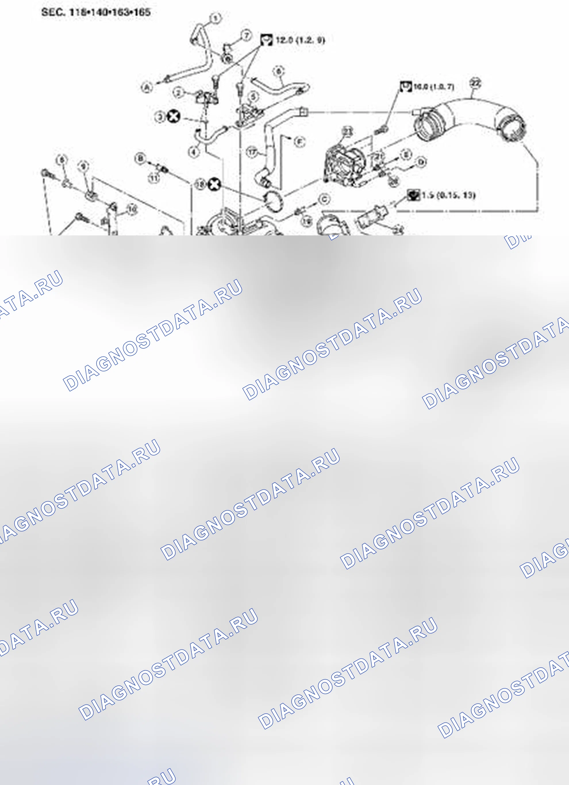 Рис. 56: Впускной коллектор - вид в разобранном виде. Suzuki Equator I