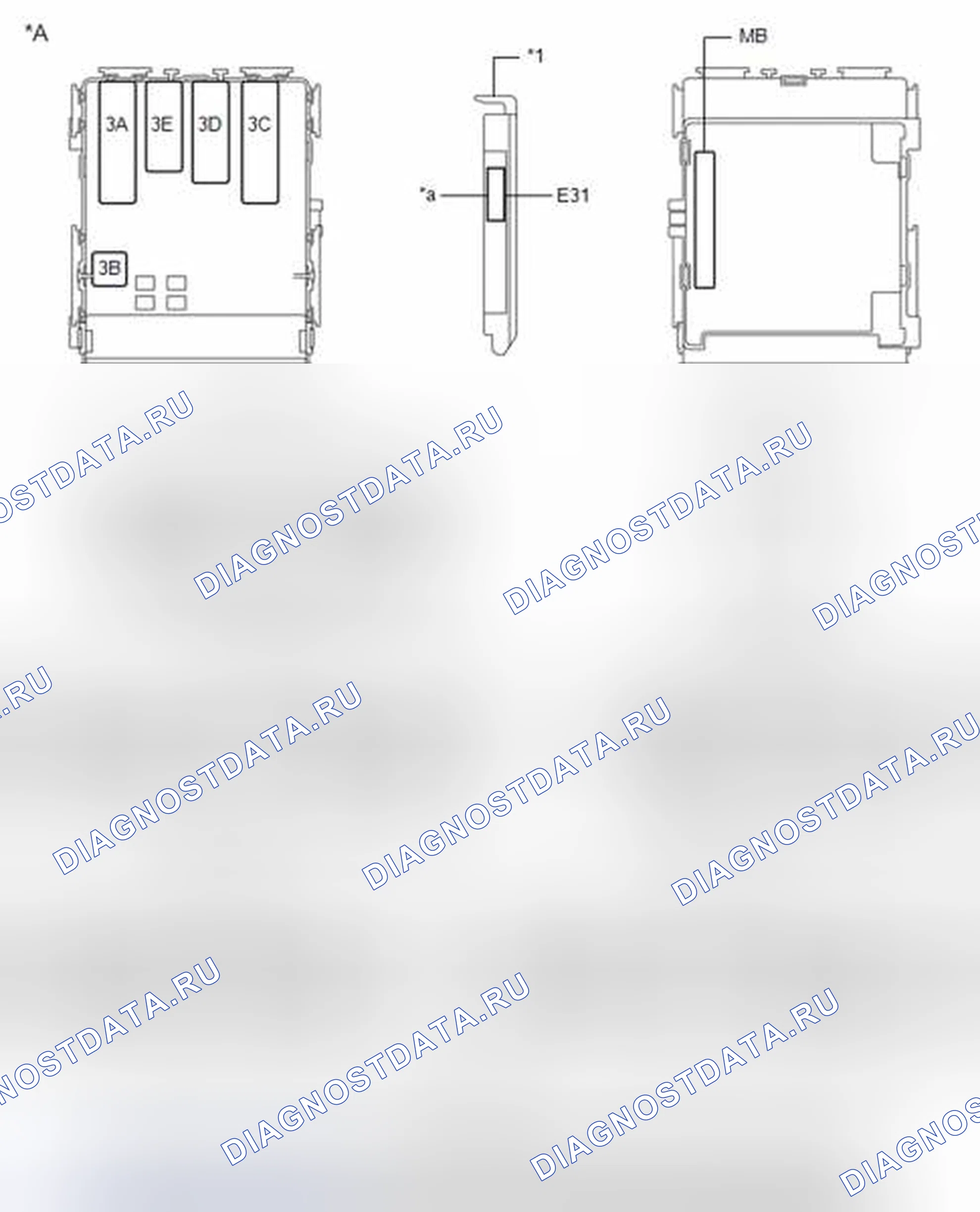 Рис. 11: ТЕРМИНАЛЫ блока управления (ЭБУ) [08 / 2013 -]. Toyota Corolla XI