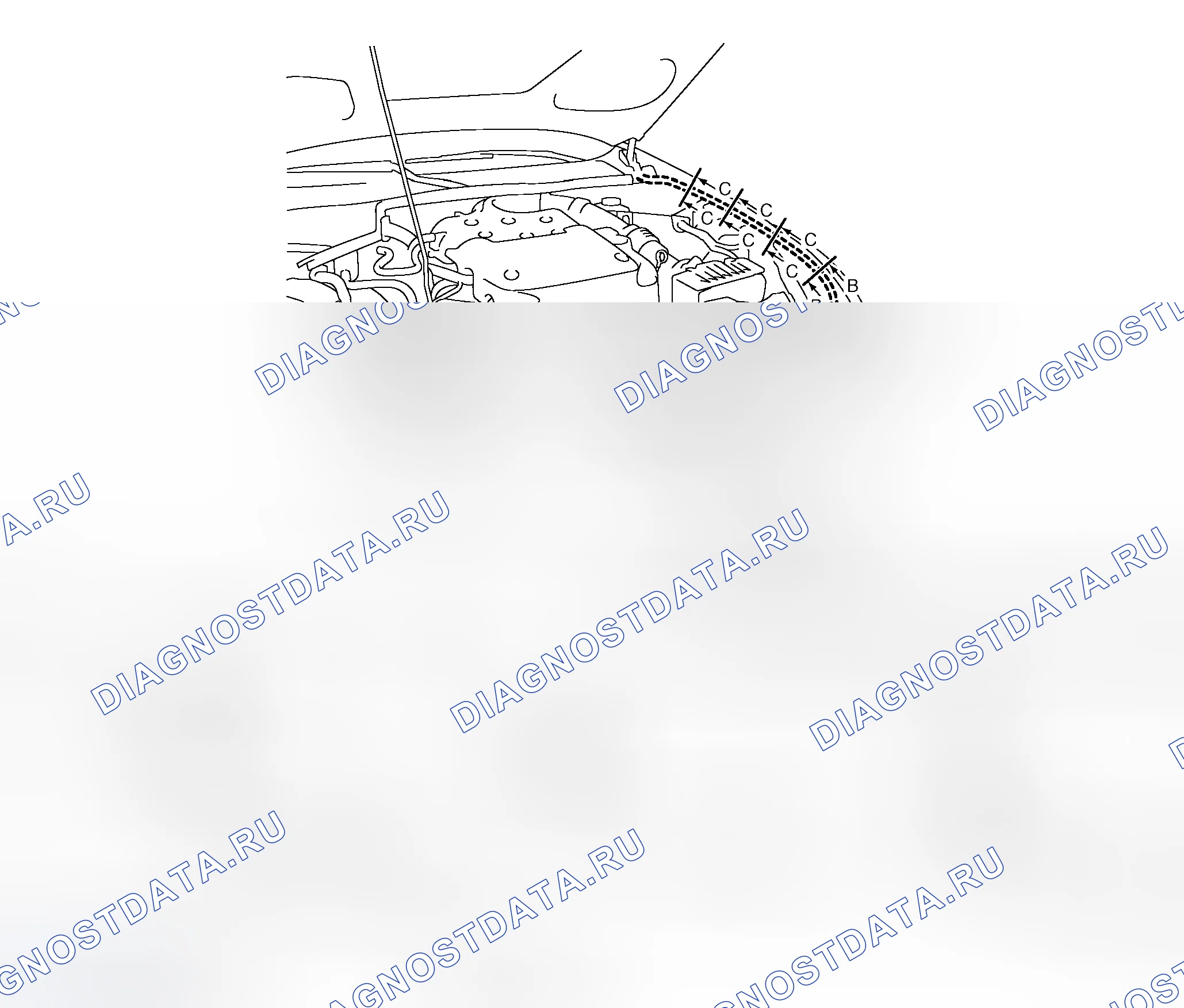 Рис. 203: Снятие и установка управления замком капота. Honda Logo I