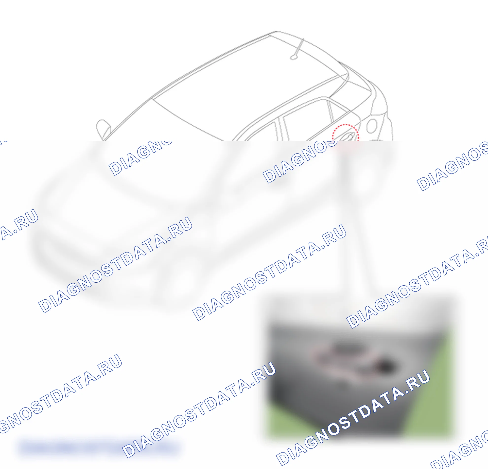Расположение деталей наружной ручки задней двери. Hyundai i20 GB