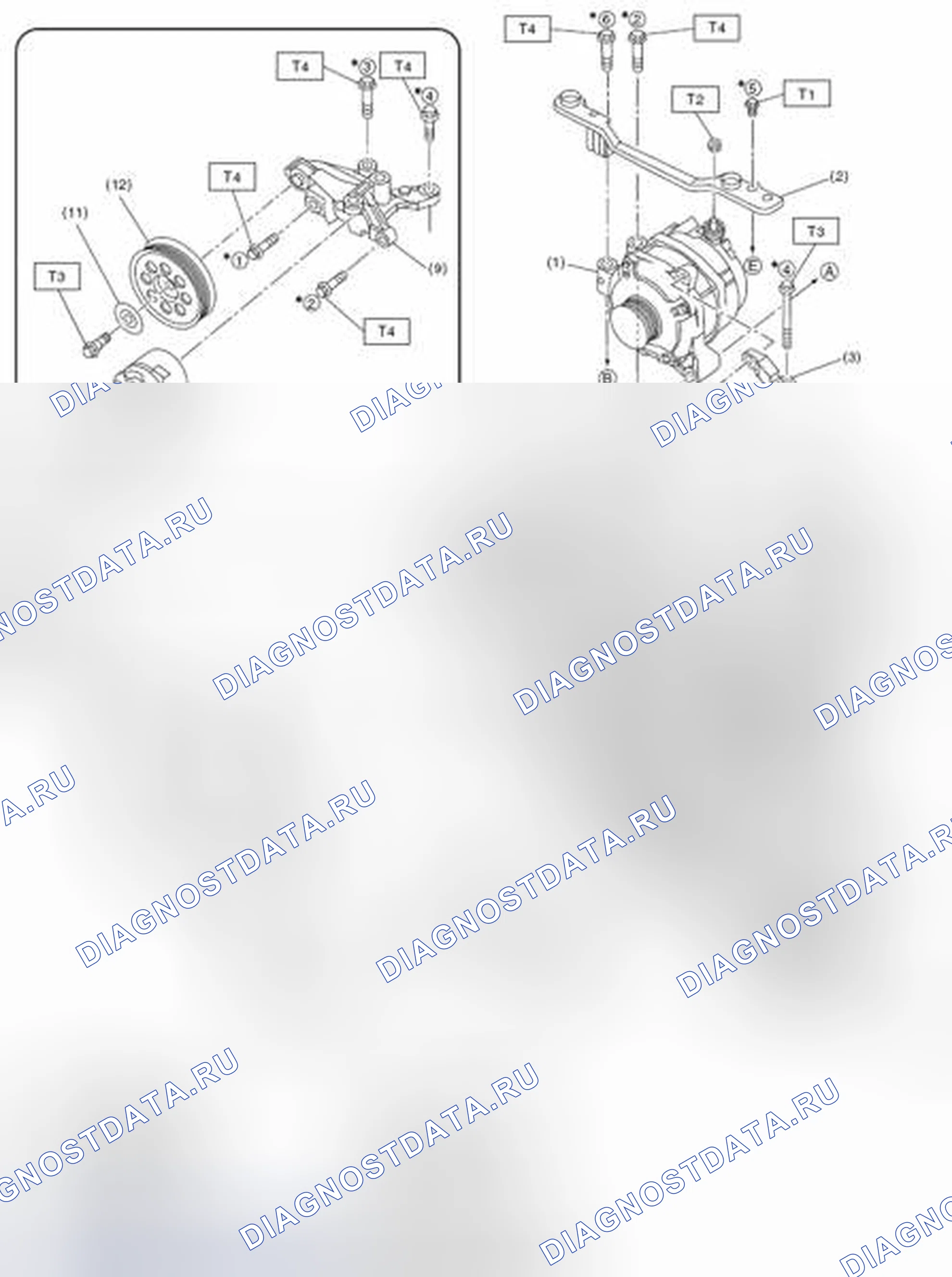 Рис. 112: КРОНШТЕЙН ГЕНЕРАТОРА. Subaru Impreza WRX GE рестайлинг