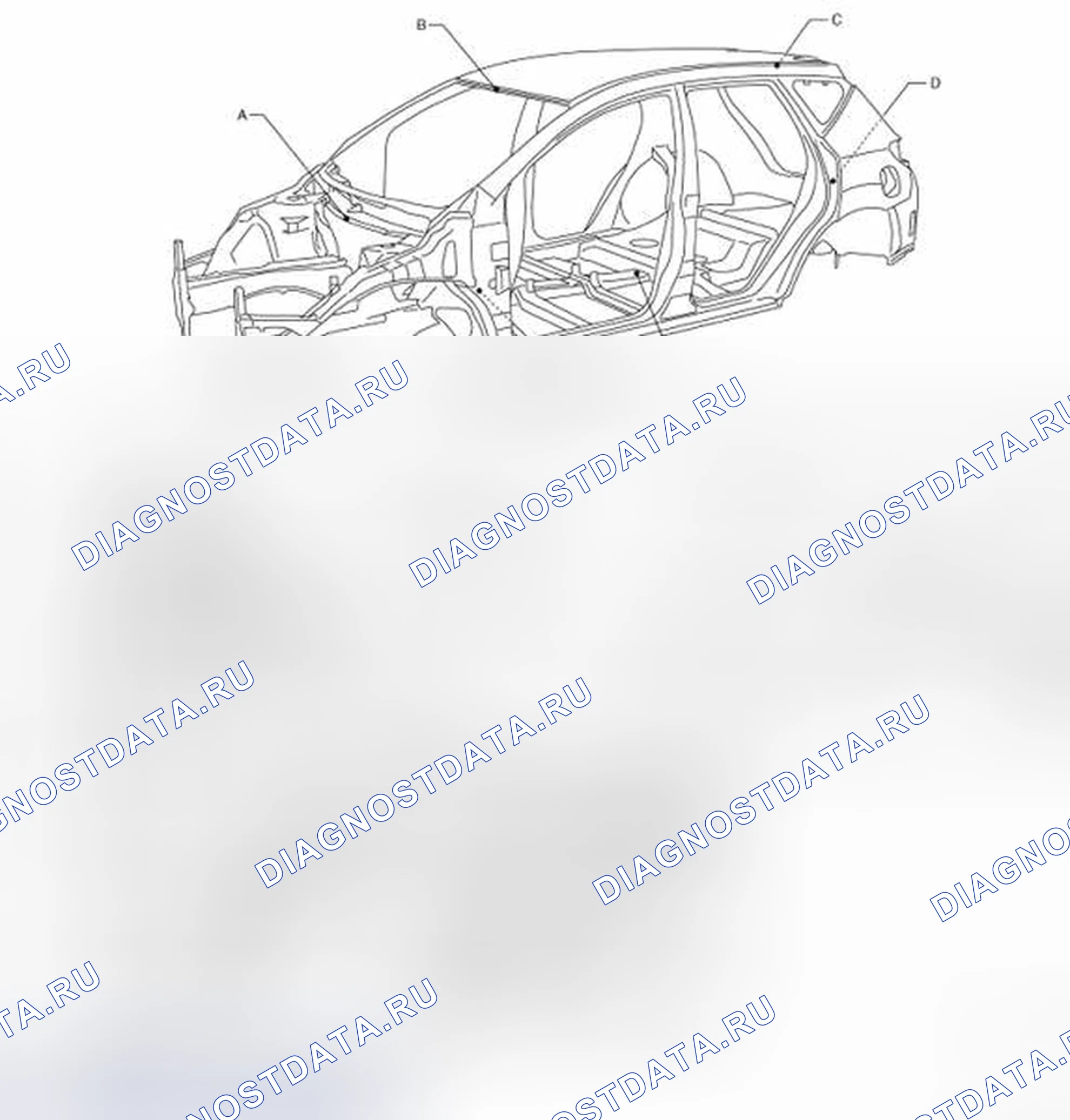 Рис. 282: Метки центра тела. Nissan Murano Z51 рестайлинг 2