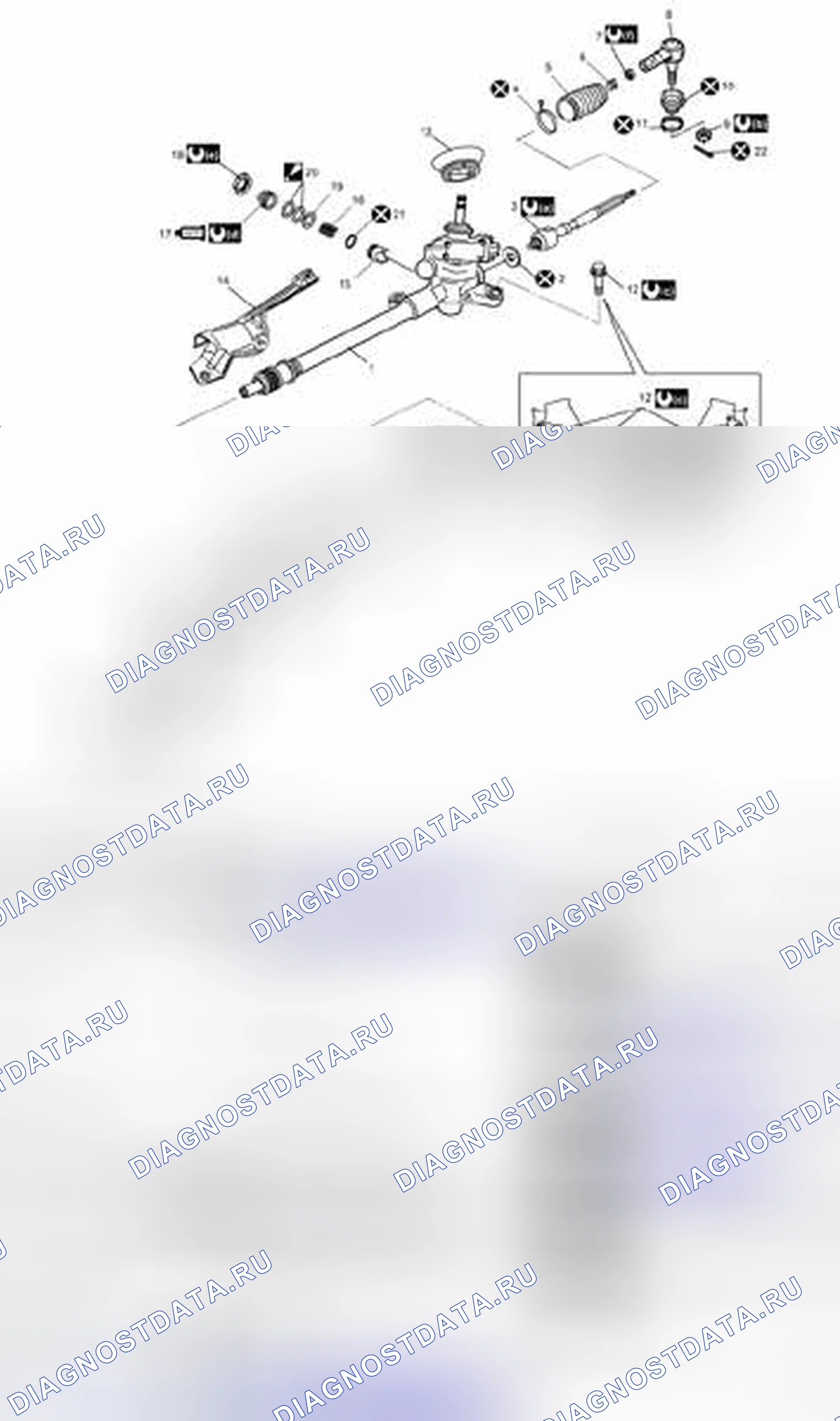 Рис. 52: Компоненты корпуса рулевого механизма в сборе. Suzuki SX4 I рестайлинг