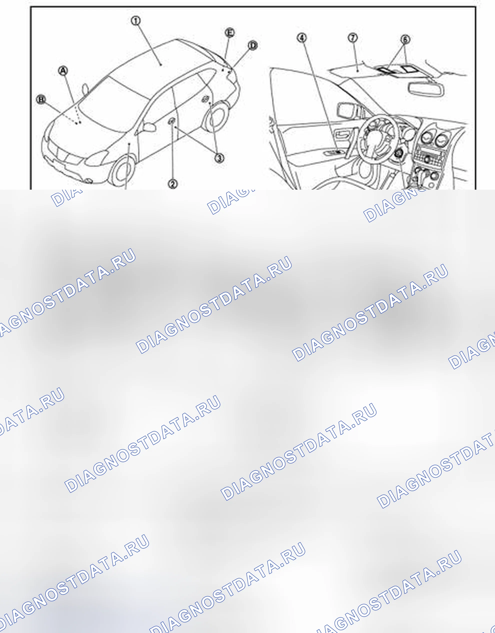 Рис. 24: Расположение компонентов. Nissan Rogue I рестайлинг