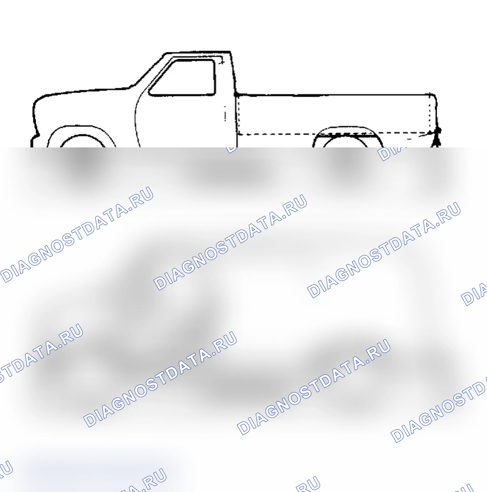 Рис. 8: Точки измерения высоты задней езды. Ford Cab & Chassis Ranger 