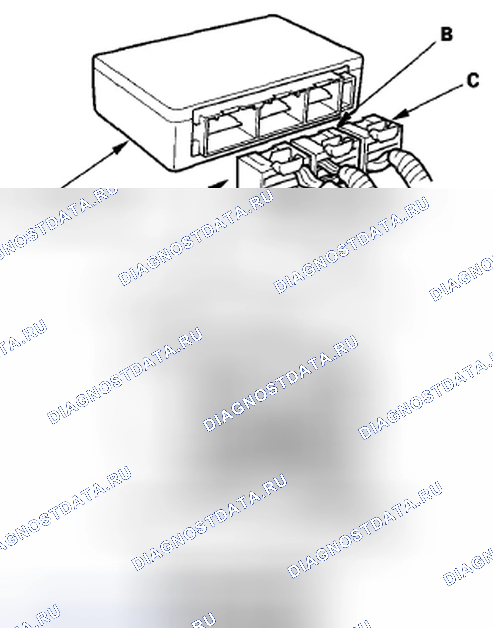 Рис. 9: Открытие короткозамыкающих разъемов блока SRS для диагностики. Honda Odyssey IV