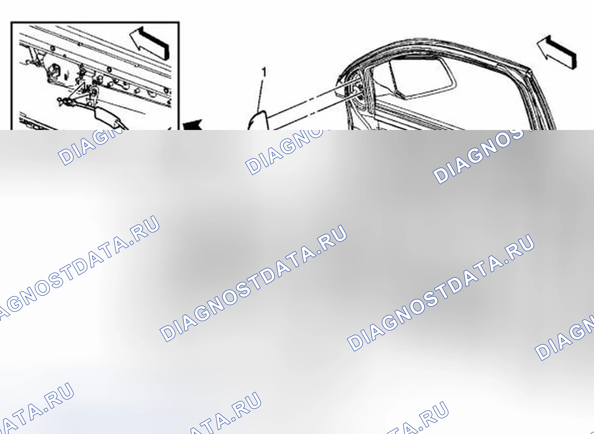 Рис. 65: Замена панели отделки передней стороны двери - правая сторона (OUTLOOK). Chevrolet Traverse I