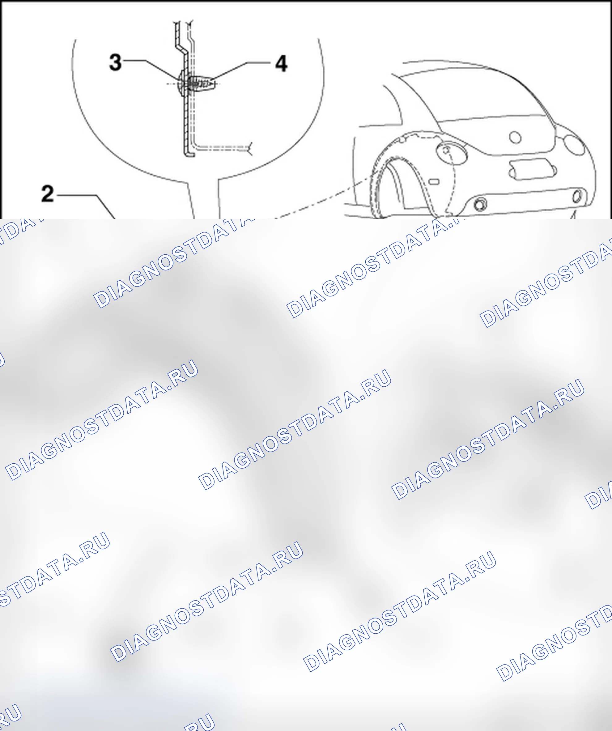 Рис. 9: ВКЛАДЫШ КОРПУСА ЗАДНЕГО КОЛЕСА. Volkswagen New Beetle A4