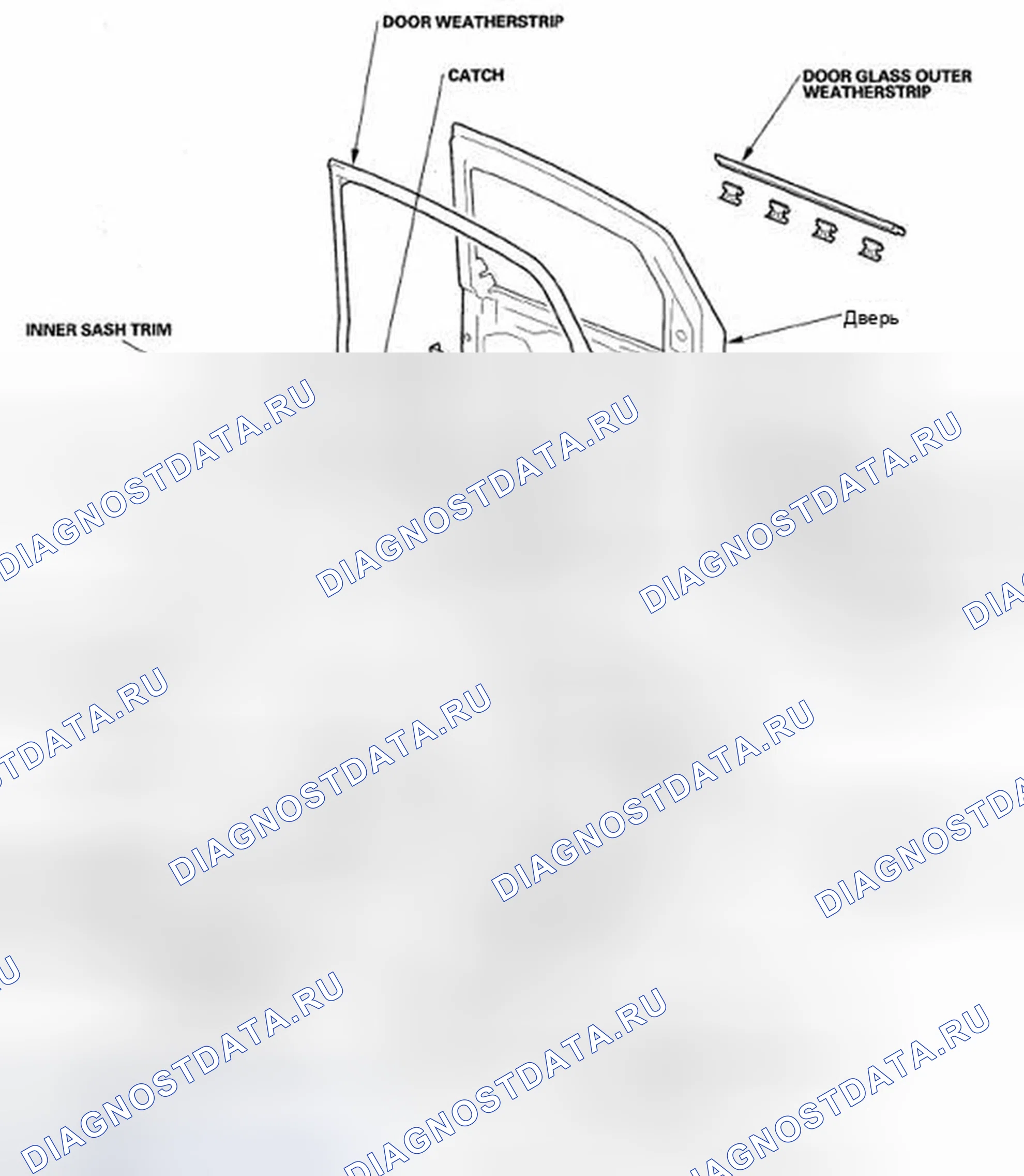 Рис. 5: Индекс расположения компонентов - передняя дверь. Honda Element YH2 рестайлинг