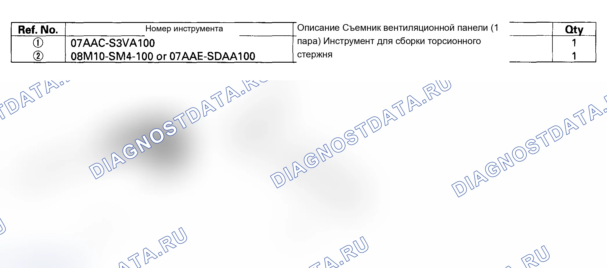Рис. 1: Специальные инструменты. Acura TL III
