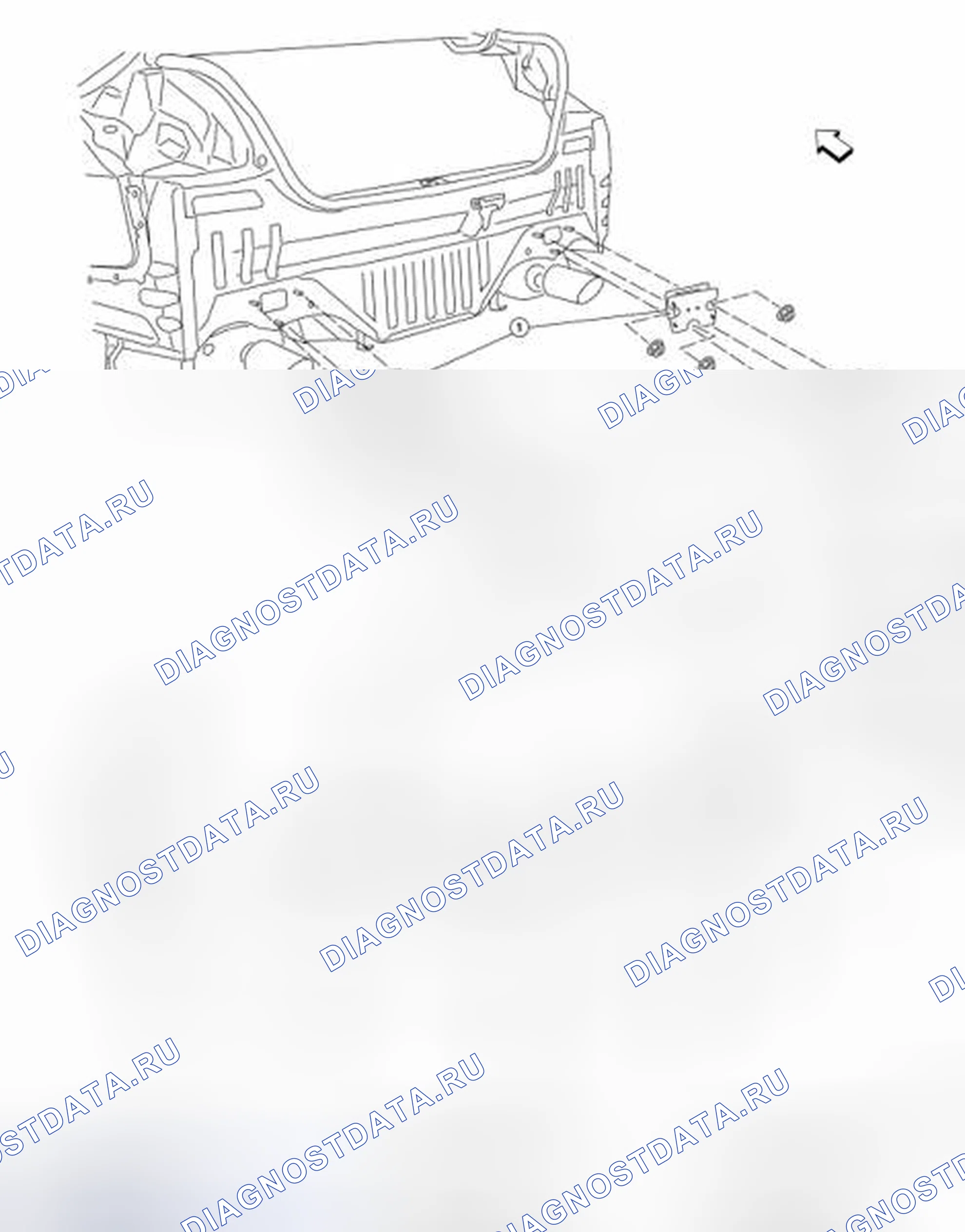Рис. 1: Идентификация компонентов заднего бампера. Nissan Altima L32