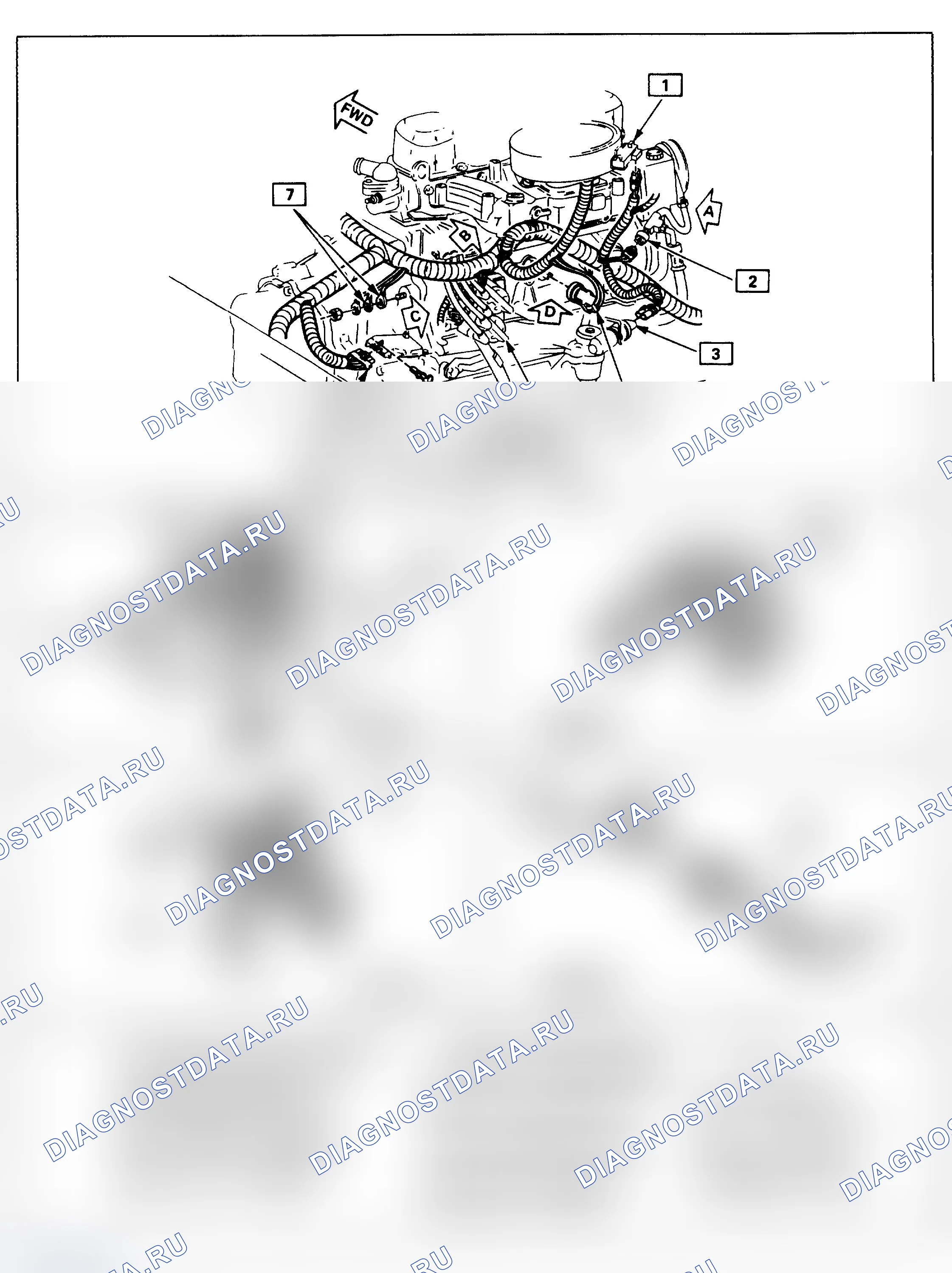 Рис. 23: Расположение компонентов (2 из 2) - фактический вид - кузов, Chevrolet и Pontiac. Oldsmobile Cutlass Ciera I