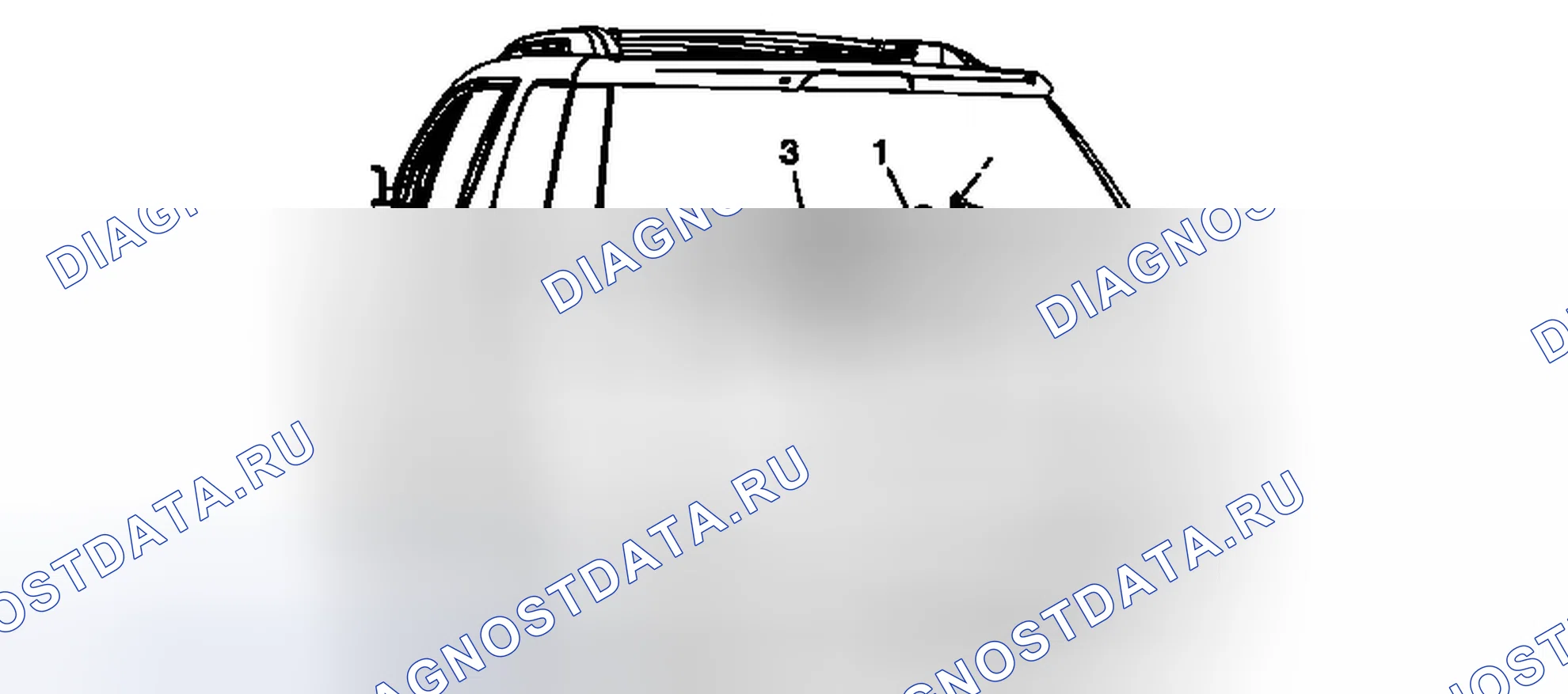 Рис. 23: Замена рычага стеклоочистителя заднего окна (рельеф местности). Chevrolet Equinox II