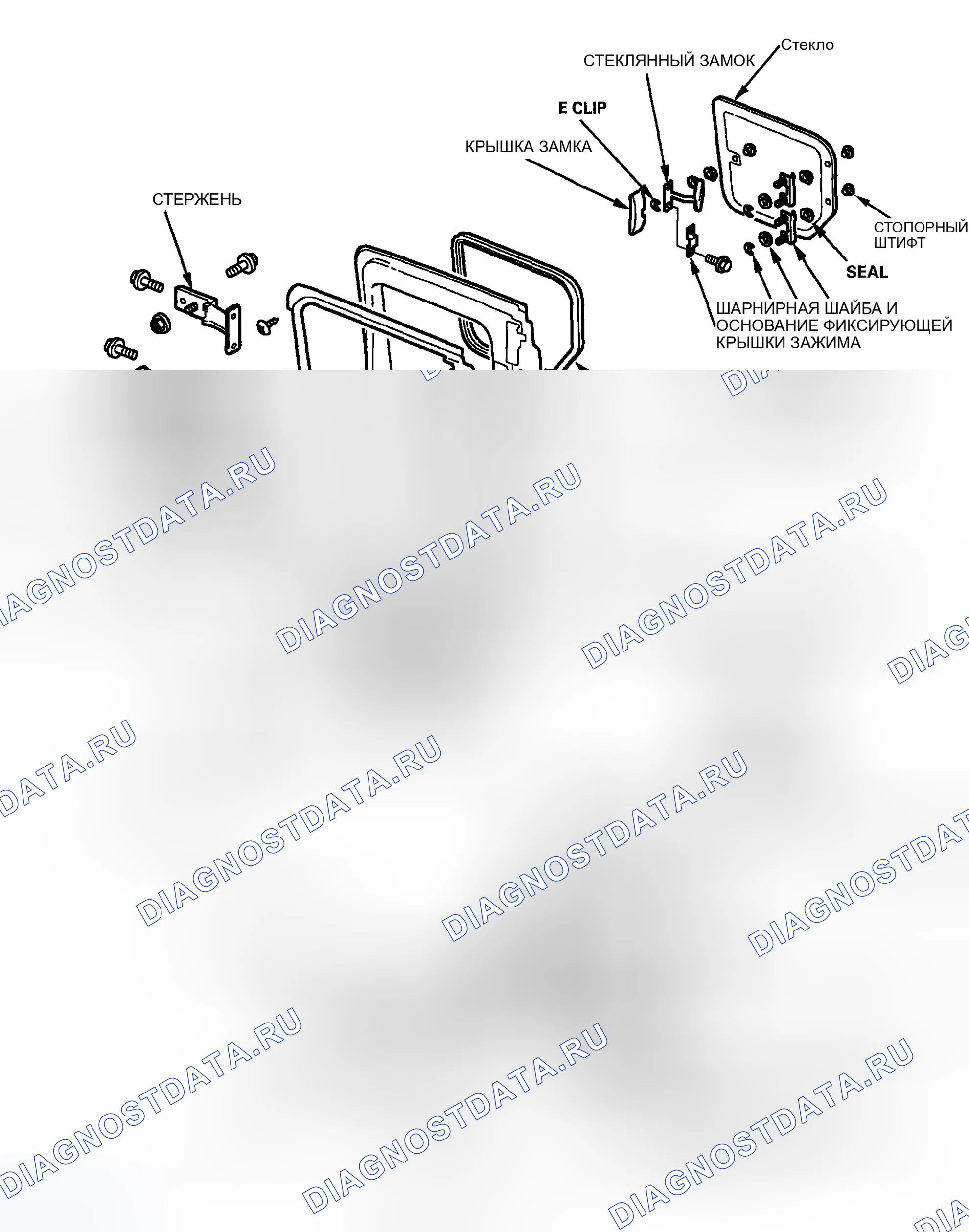 Рис. 3: Индекс расположения компонентов - задняя дверь. Honda Element YH2