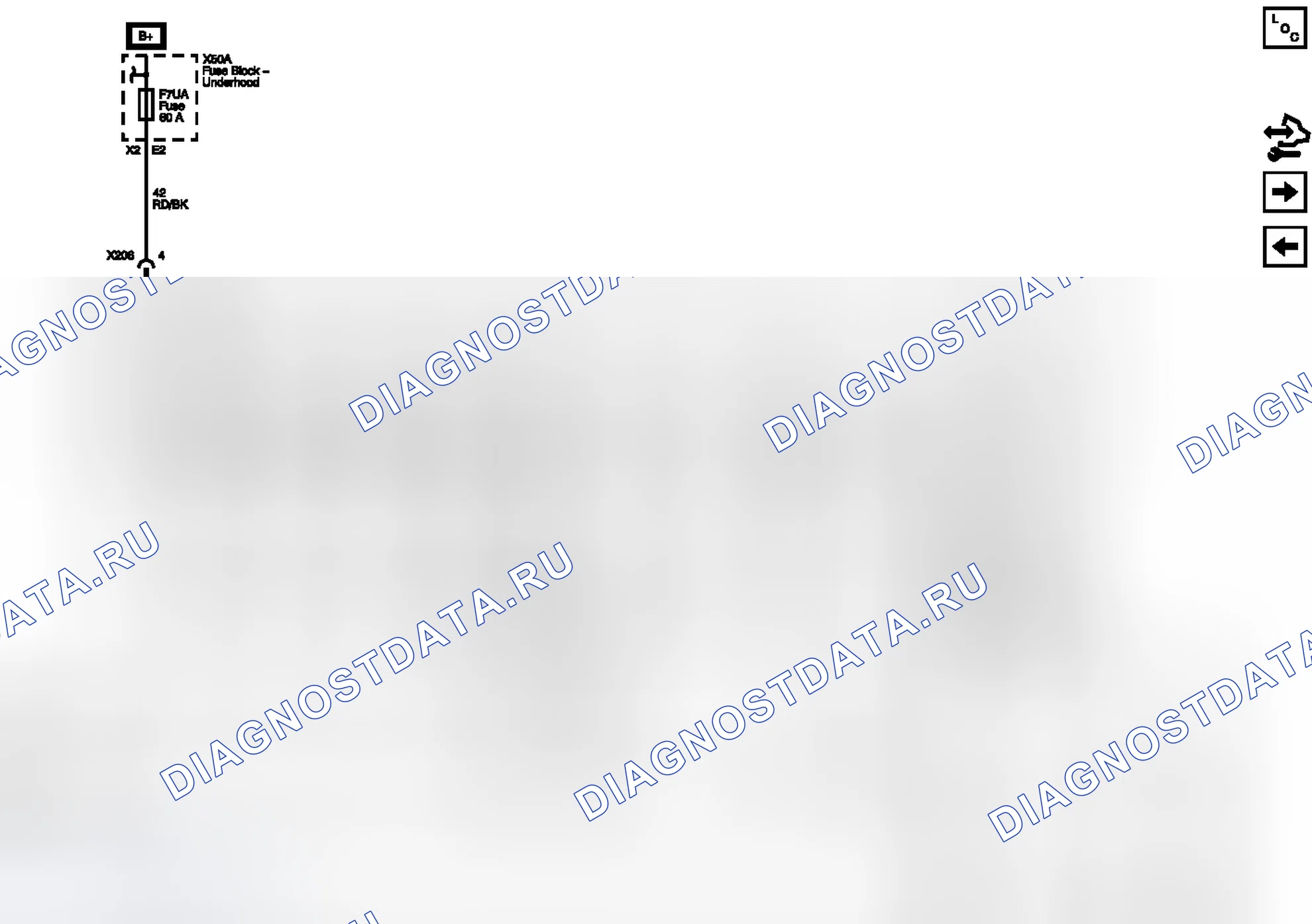 Рис. 24: Предохранители F7UA, F1DA, F4DA, F6DA, F8DA, F10DA, F12DA, F16DA, F20DA и F40DA. Chevrolet Equinox II