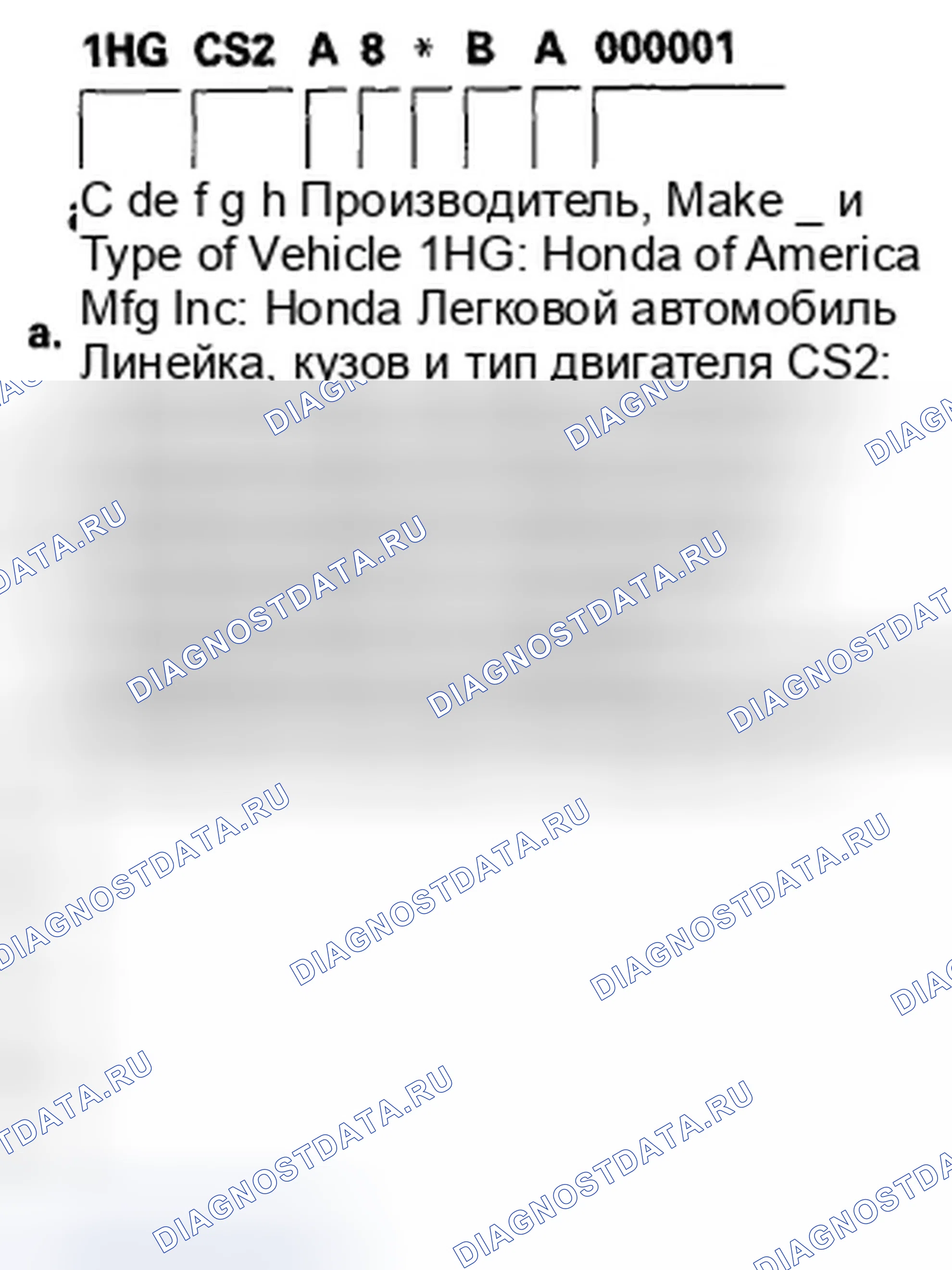 Рис. 45: Идентификационный номер транспортного средства. Honda Accord VIII