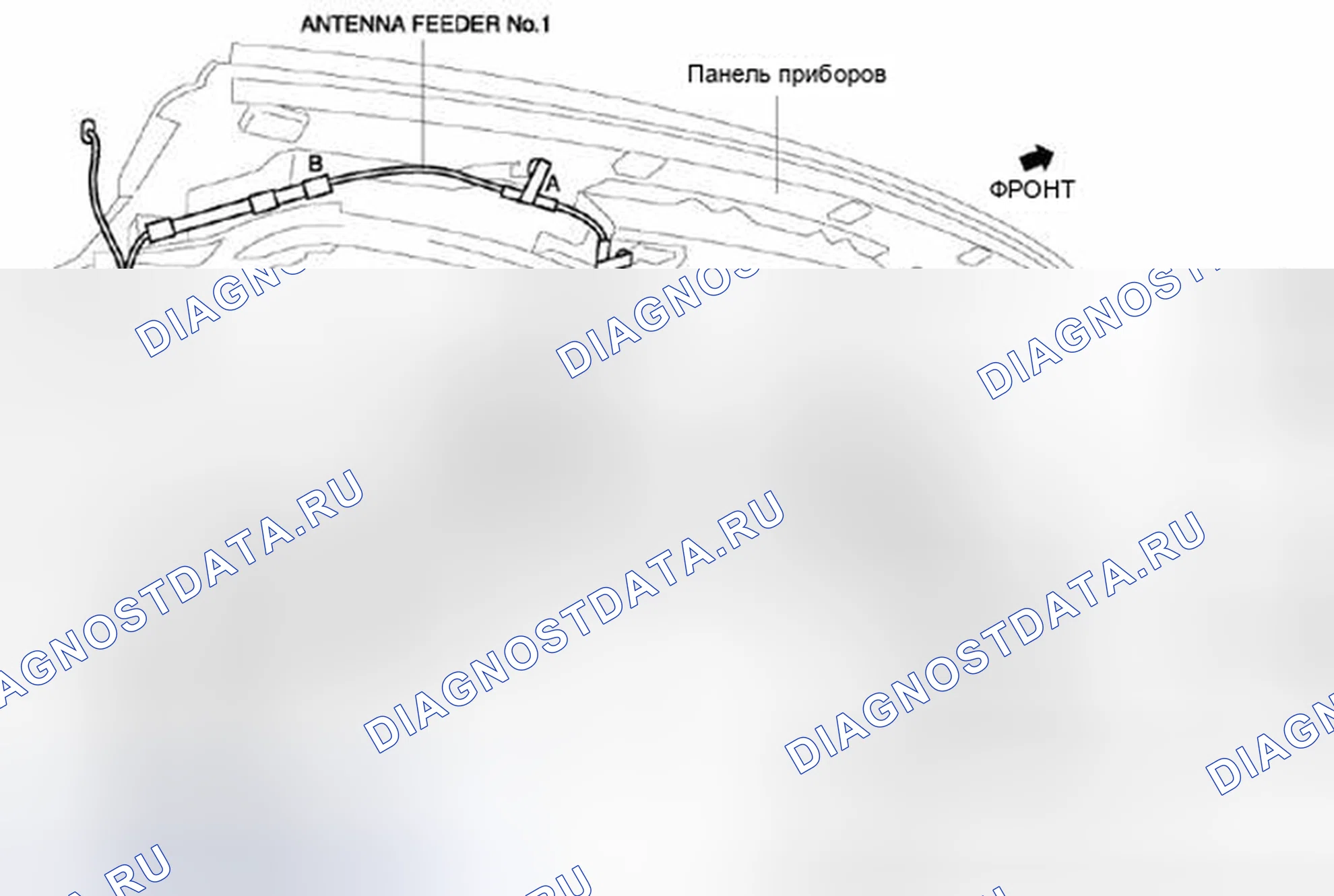 Рис. 58: ДЕМОНТАЖ / МОНТАЖ АНТЕННОГО ФИДЕРА № 1. Honda Civic IX рестайлинг