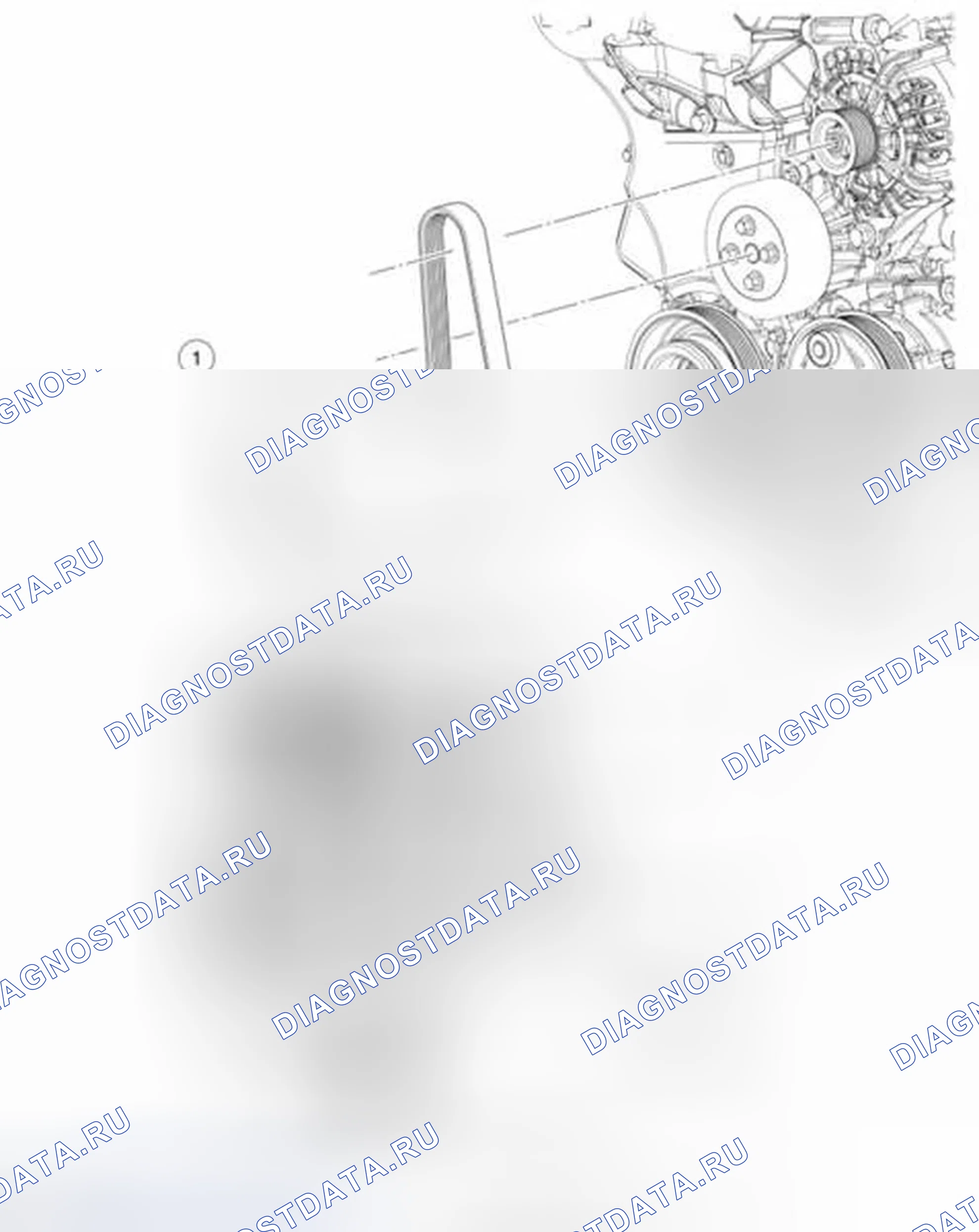 Рис. 8: Фронтальный вспомогательный привод (FEAD) - разнесенный вид. Ford Fiesta Mk6