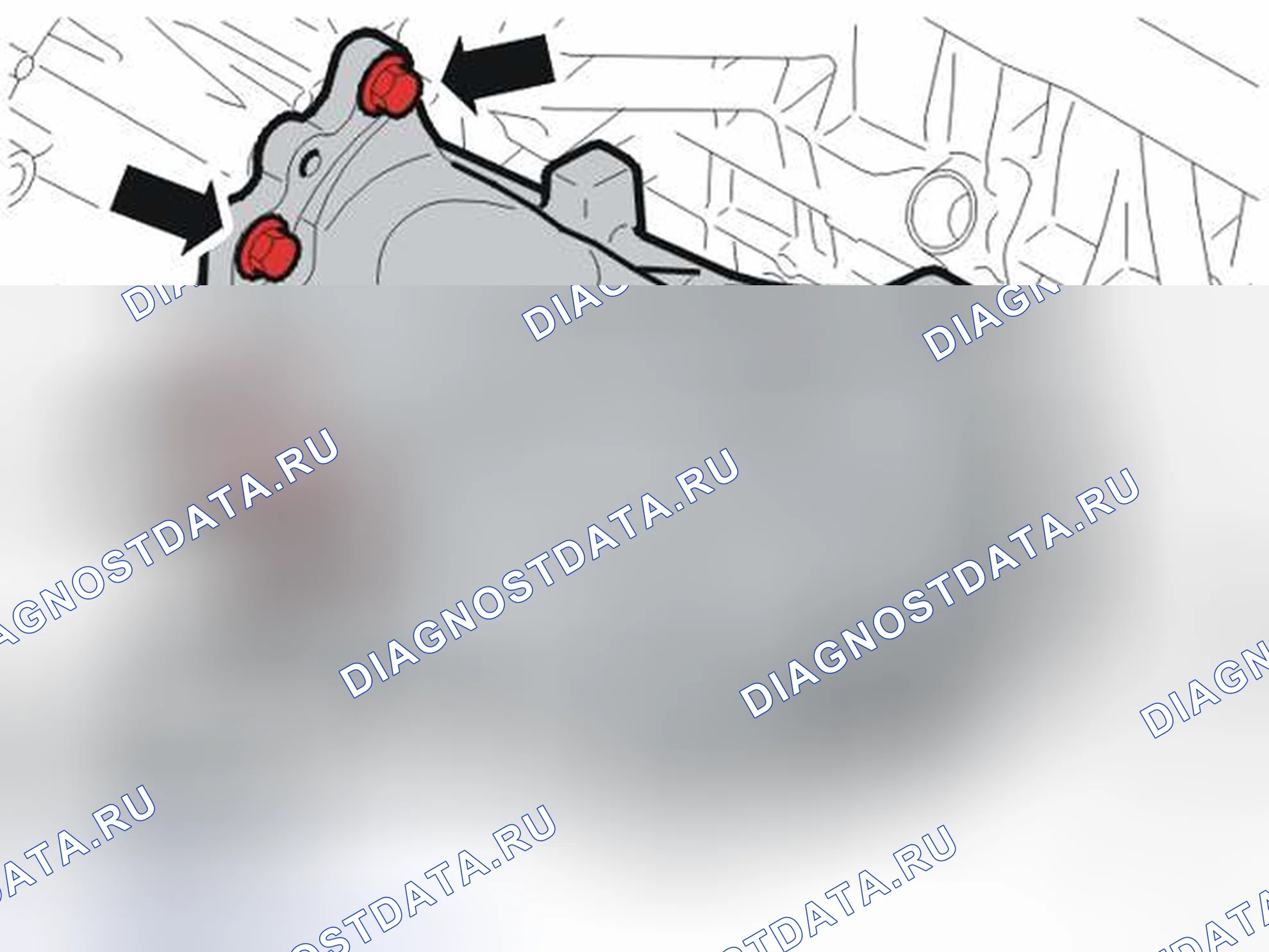 Рис. 347: СНЯТИЕ ВЕРХНИХ ВИНТОВ КОНИЧЕСКОЙ ШЕСТЕРНИ. Volvo V50 I