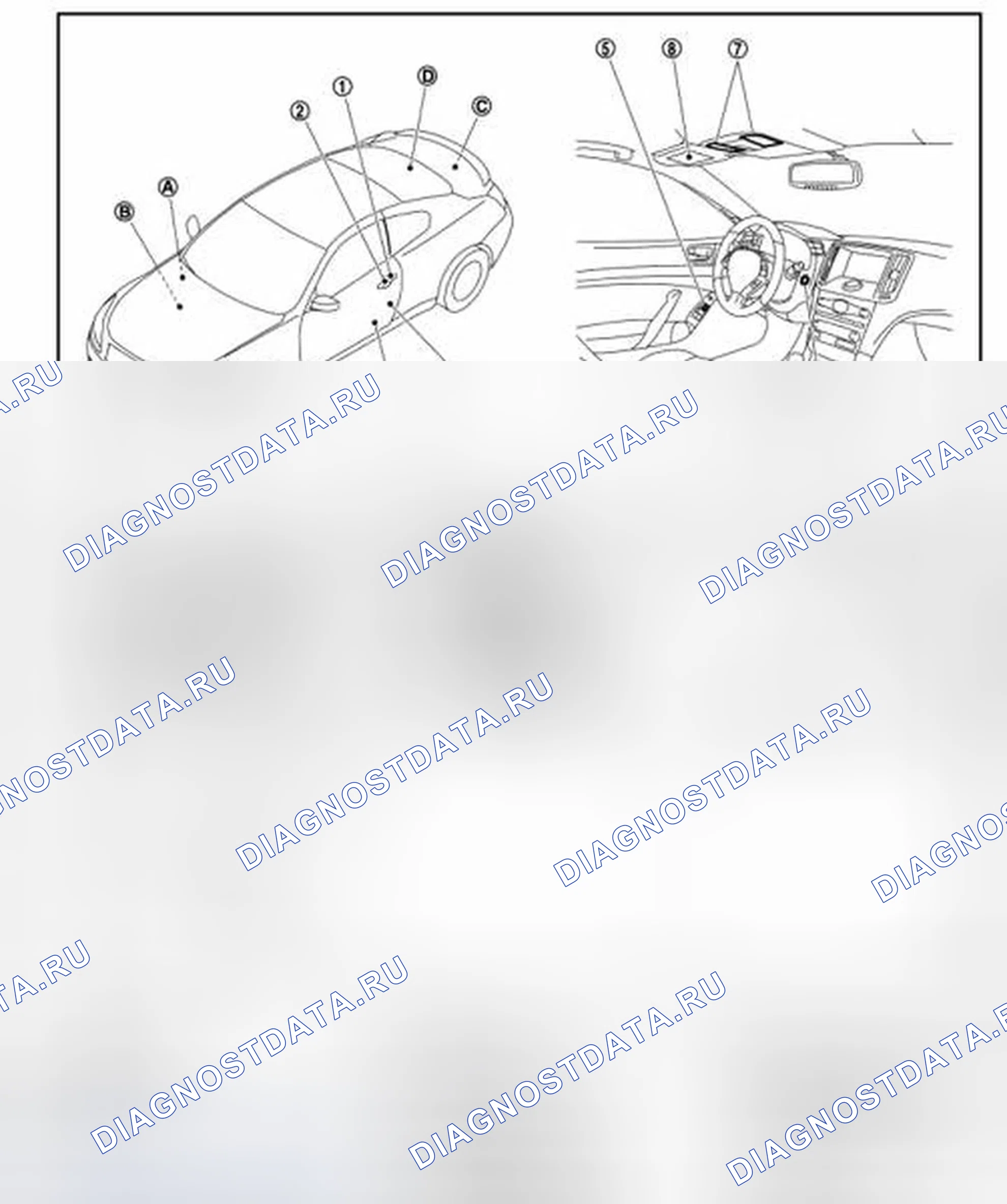 Рис. 115: Расположение компонентов. Infiniti Q60 I