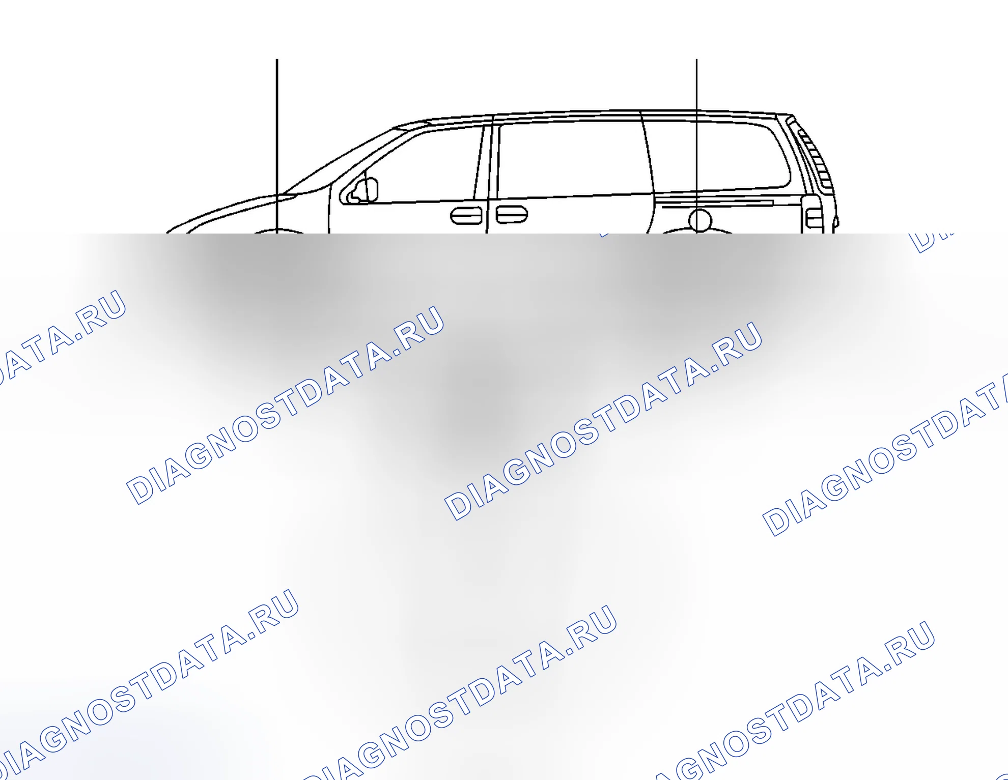 Рис. 10: Измерение размеров J и K. Chevrolet Uplander I