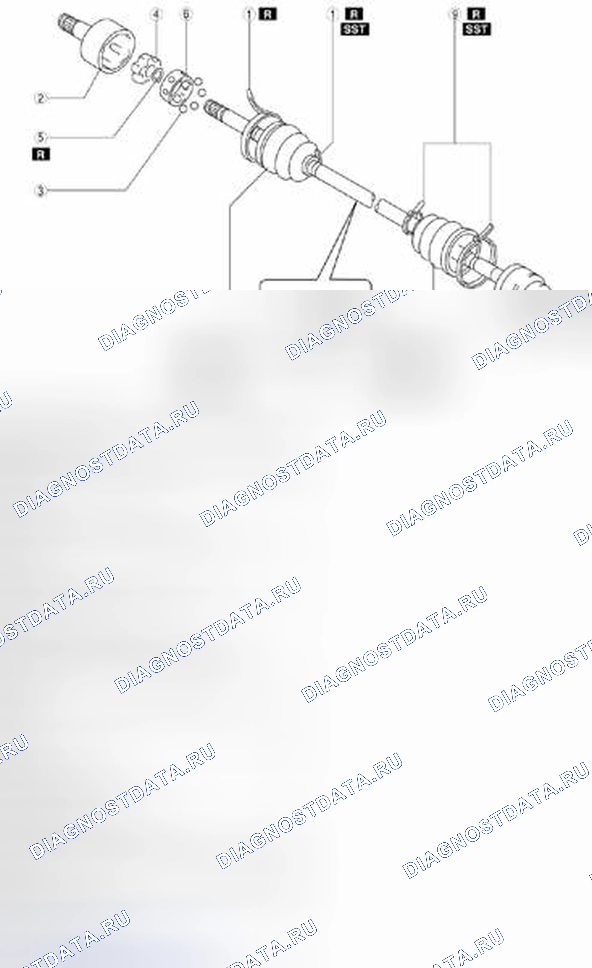 Рис. 73: РАЗБОРКА / СБОРКА ПОЛУОСИ (ДВОЙНОЕ КОМПЕНСАЦИОННОЕ СОЕДИНЕНИЕ). Mazda 3 BL рестайлинг