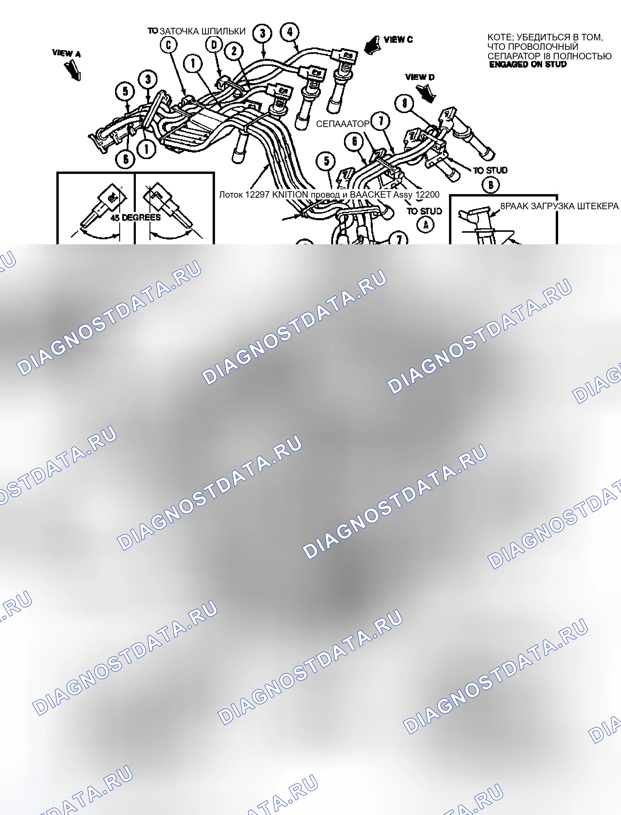 Рис. 2: Идентификация проводки свечи зажигания (Crown Victoria, Grand Marquis и Town Car). Mazda 121 II