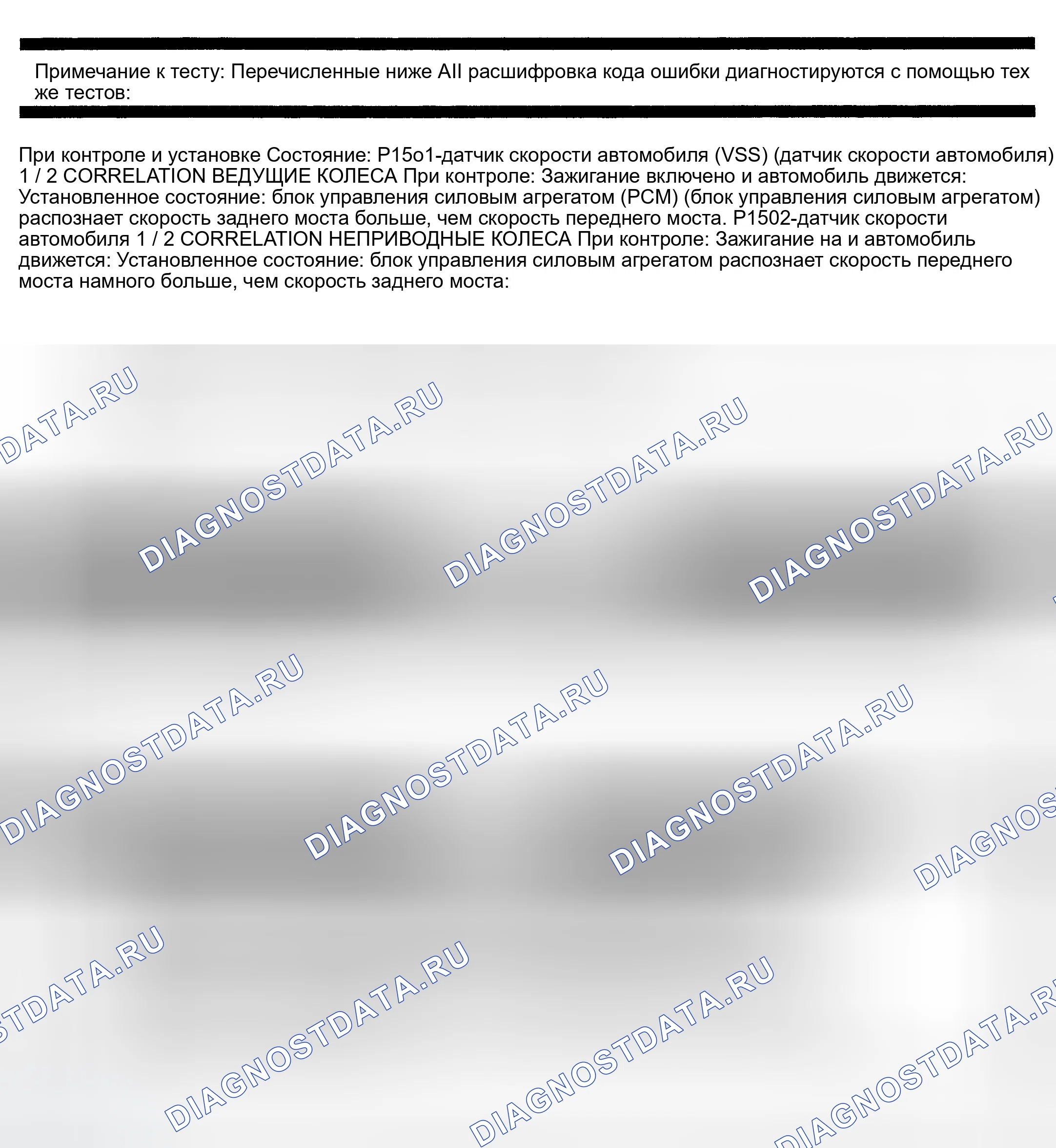 Рис. 659: расшифровка кода ошибки P1501: КОРРЕЛЯЦИЯ датчик скорости автомобиля (VSS) (датчик скорости автомобиля) 1 / 2 - ВЕДУЩИЕ КОЛЕСА. Dodge Pickup R3500 