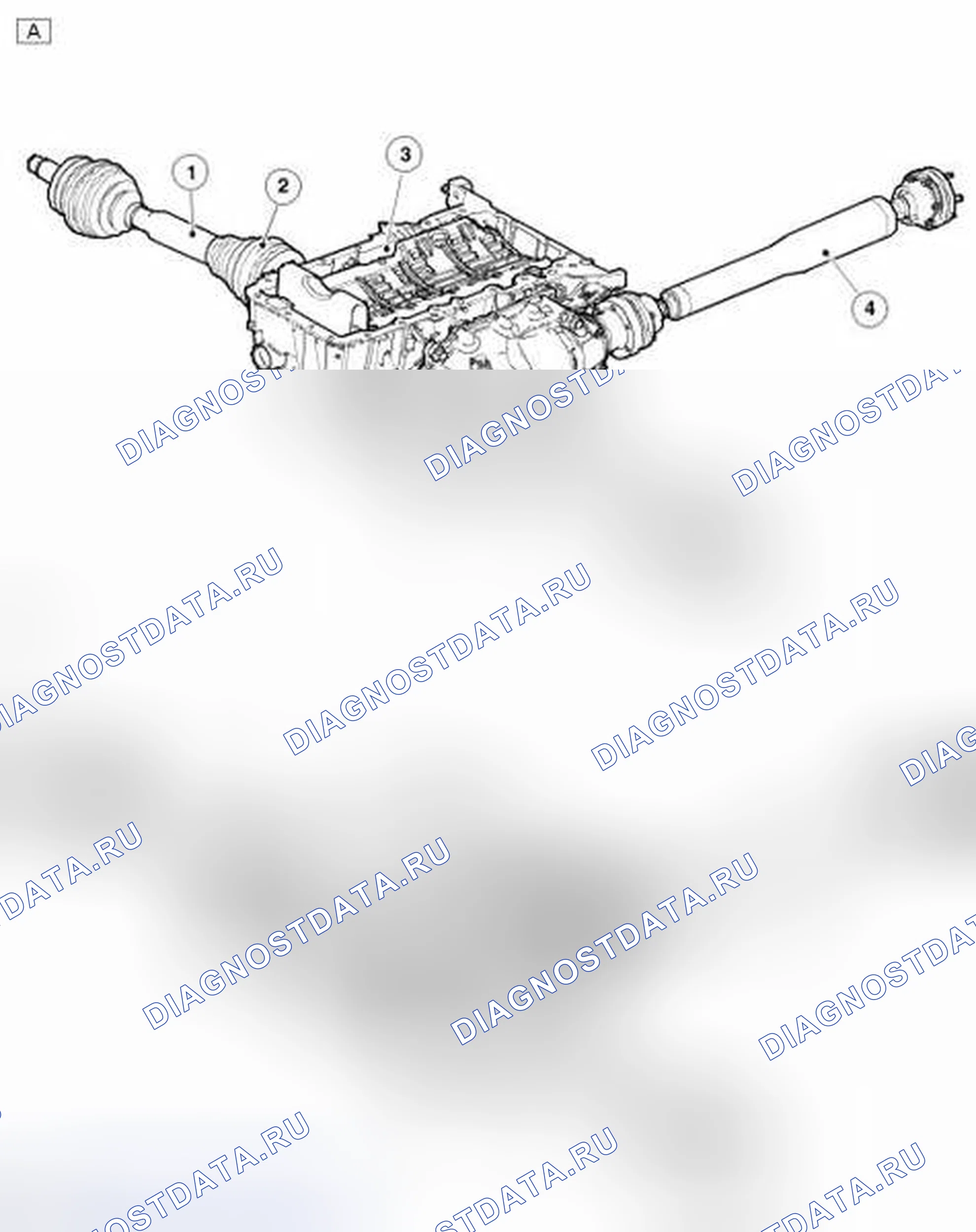 Рис. 1: ПЕРЕДНИЙ ВЕДУЩИЙ МОСТ И ДИФФЕРЕНЦИАЛ. Land Rover Range Rover III рестайлинг 2