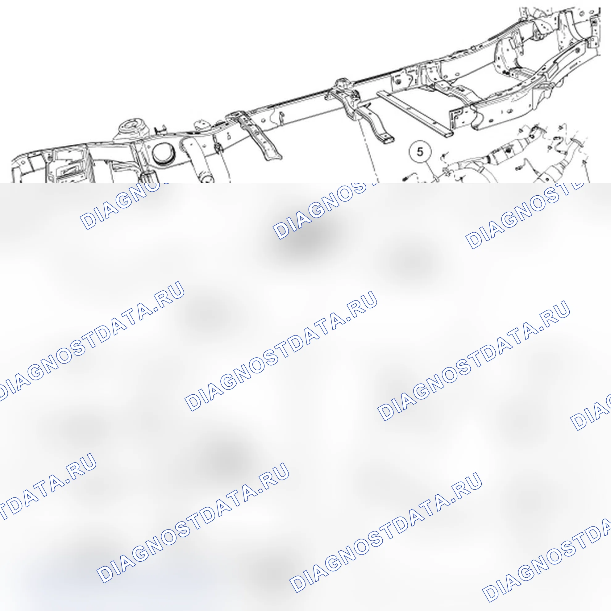 Рис. 2: Выхлопная система - разнесенный вид. Ford Explorer Sport Trac II