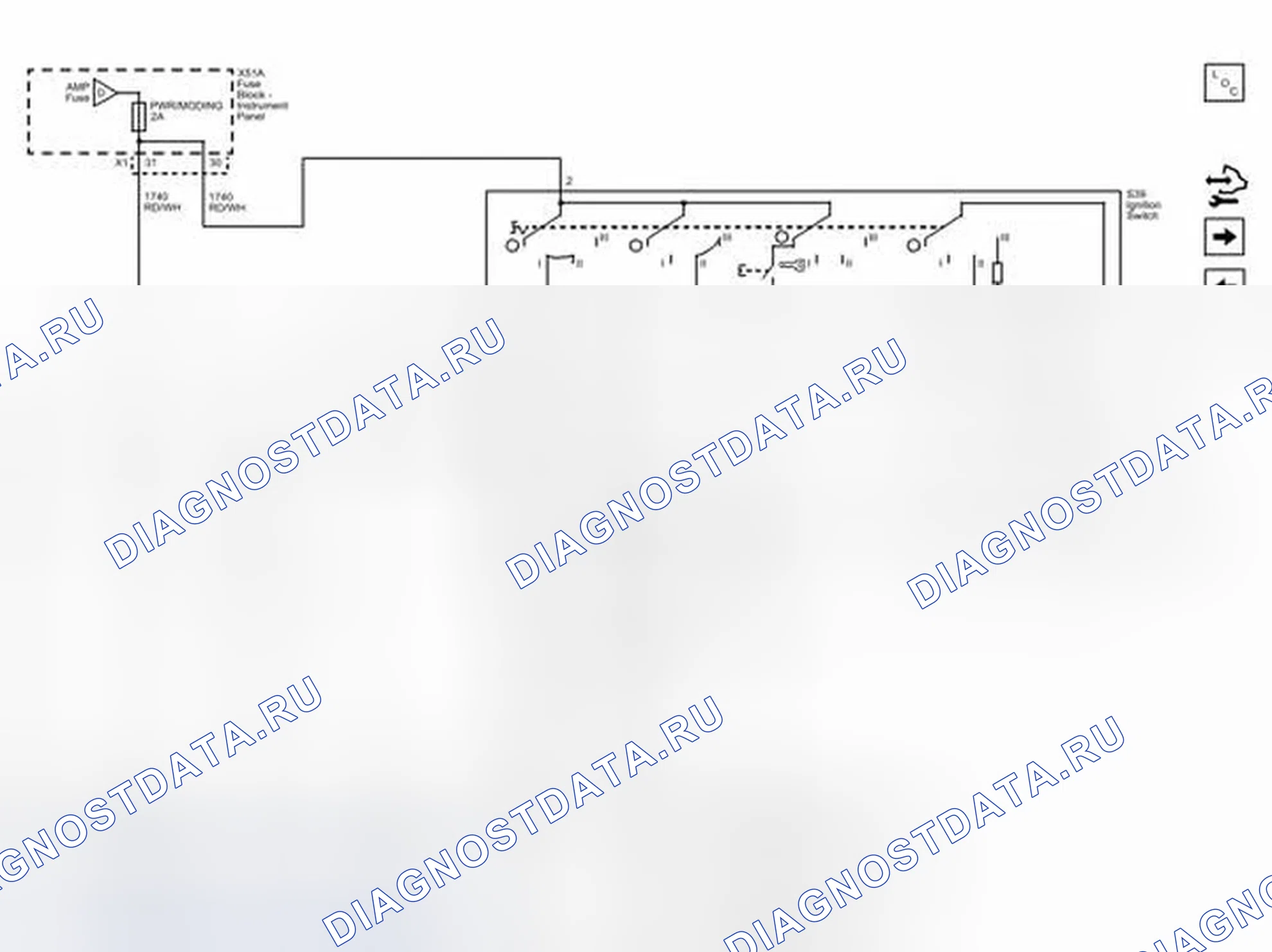 Рис. 53: Переключатель зажигания и предохранитель Pwr / MODING. Chevrolet Captiva I рестайлинг 2