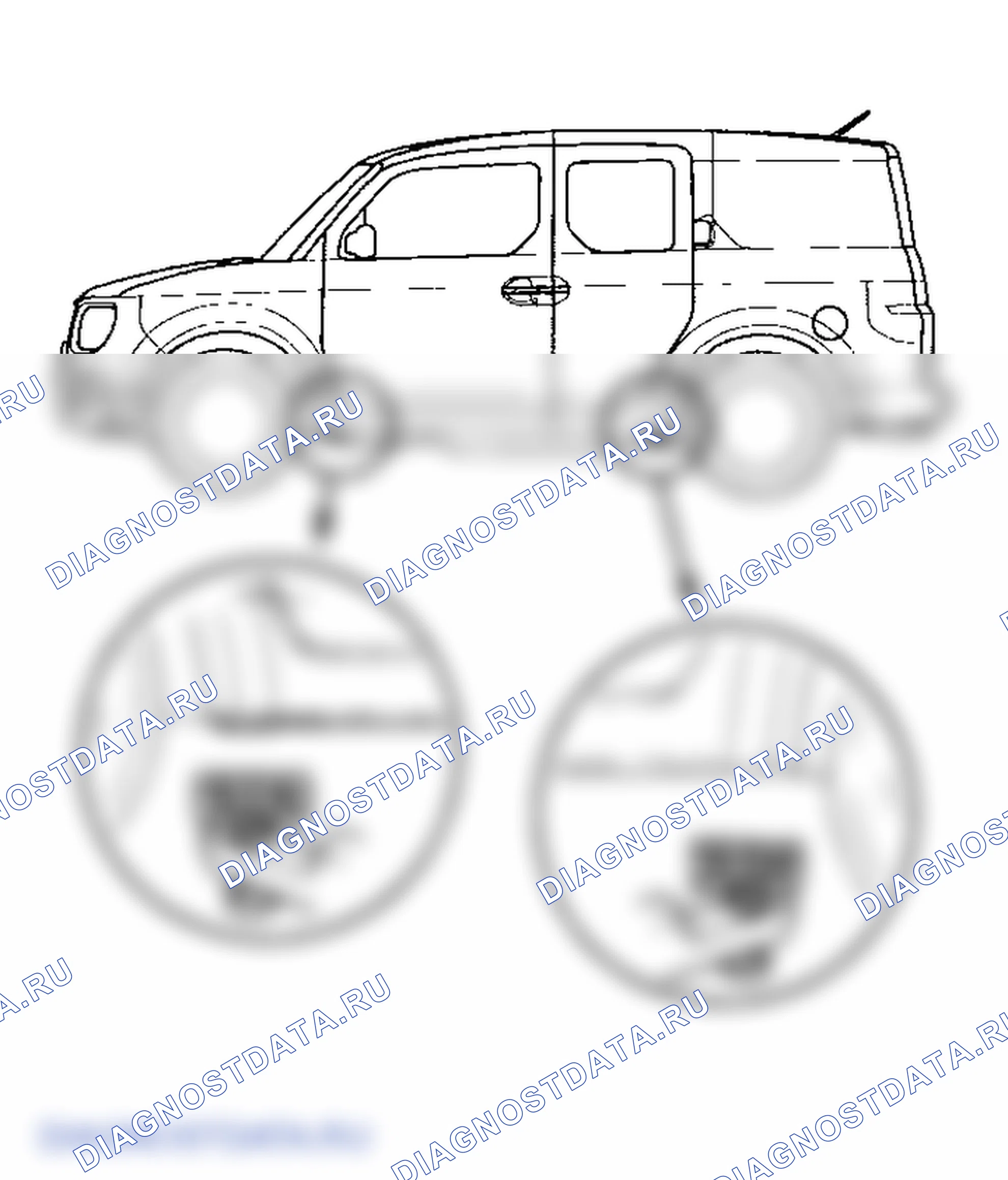 Рис. 63: Запуск и разгон на передаче заднего хода (режим 4WD). Honda Element YH2