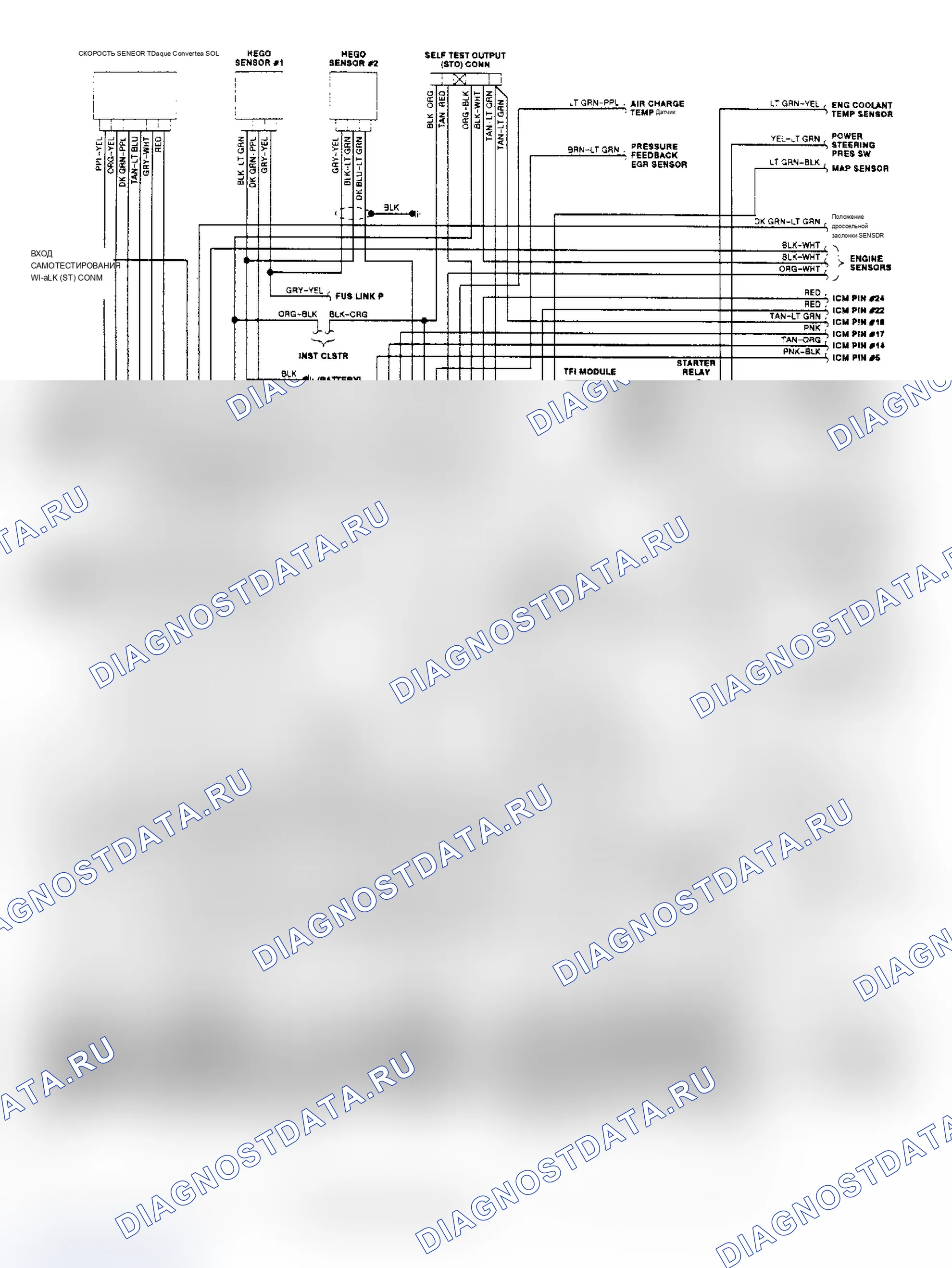 Рис. 51: 1989 3.8L Схема подключения Continental SEFI EEC-IV (1 из 2). Mercury Sable I