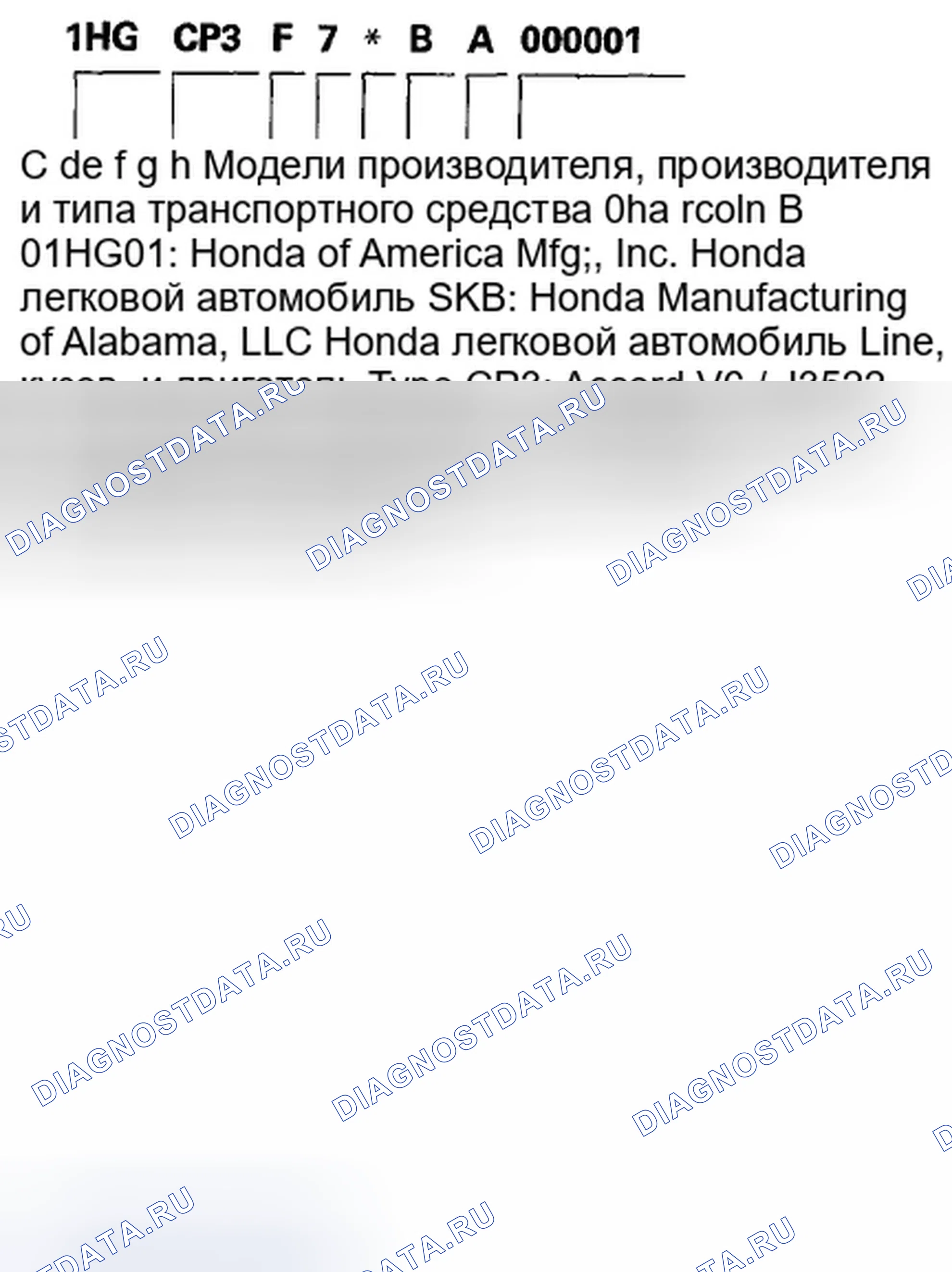 Рис. 40: Идентификационный номер транспортного средства. Honda Accord VIII
