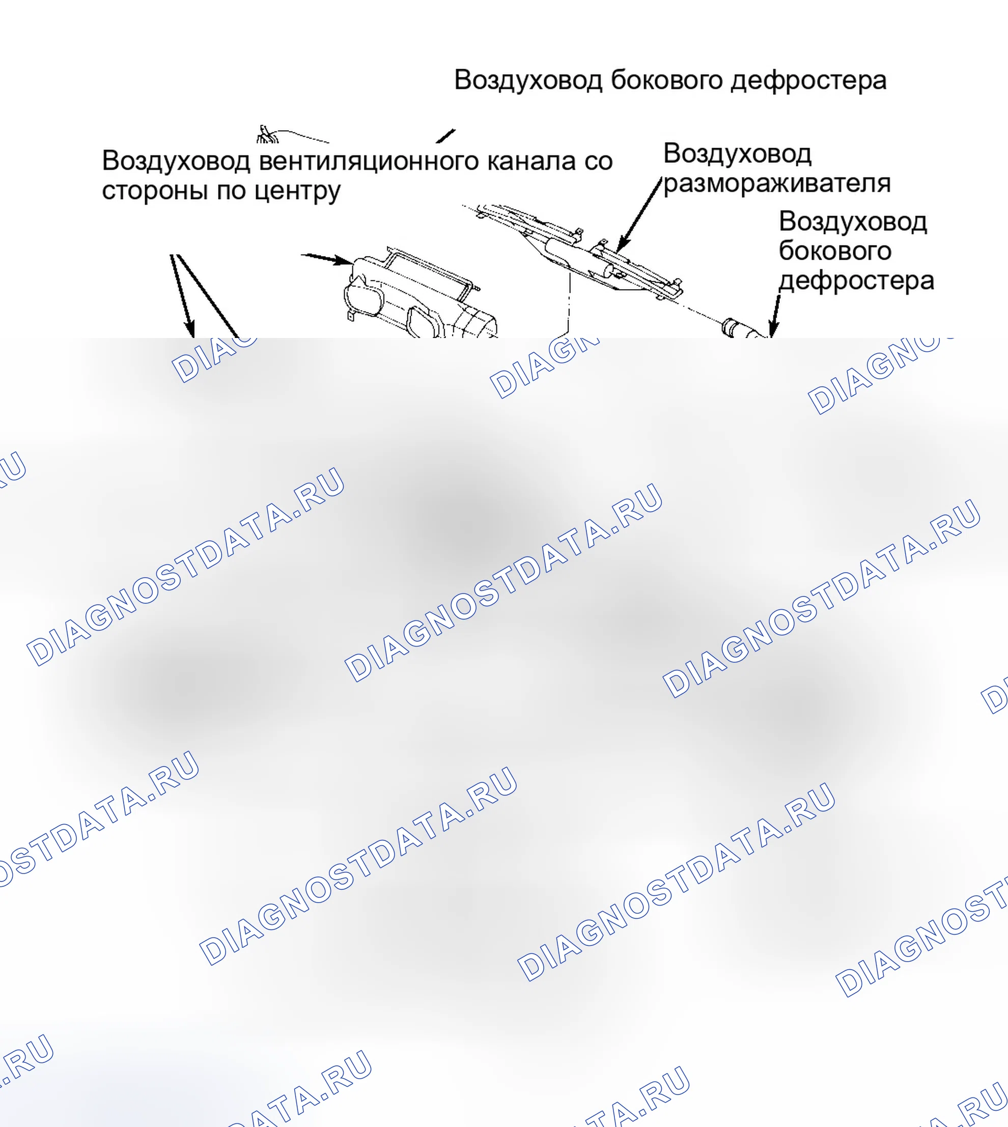 Рис. 42: КОМПОНЕНТЫ И ВОЗДУХОВОДЫ A / C-НАГРЕВАТЕЛЯ. Infiniti J30 I