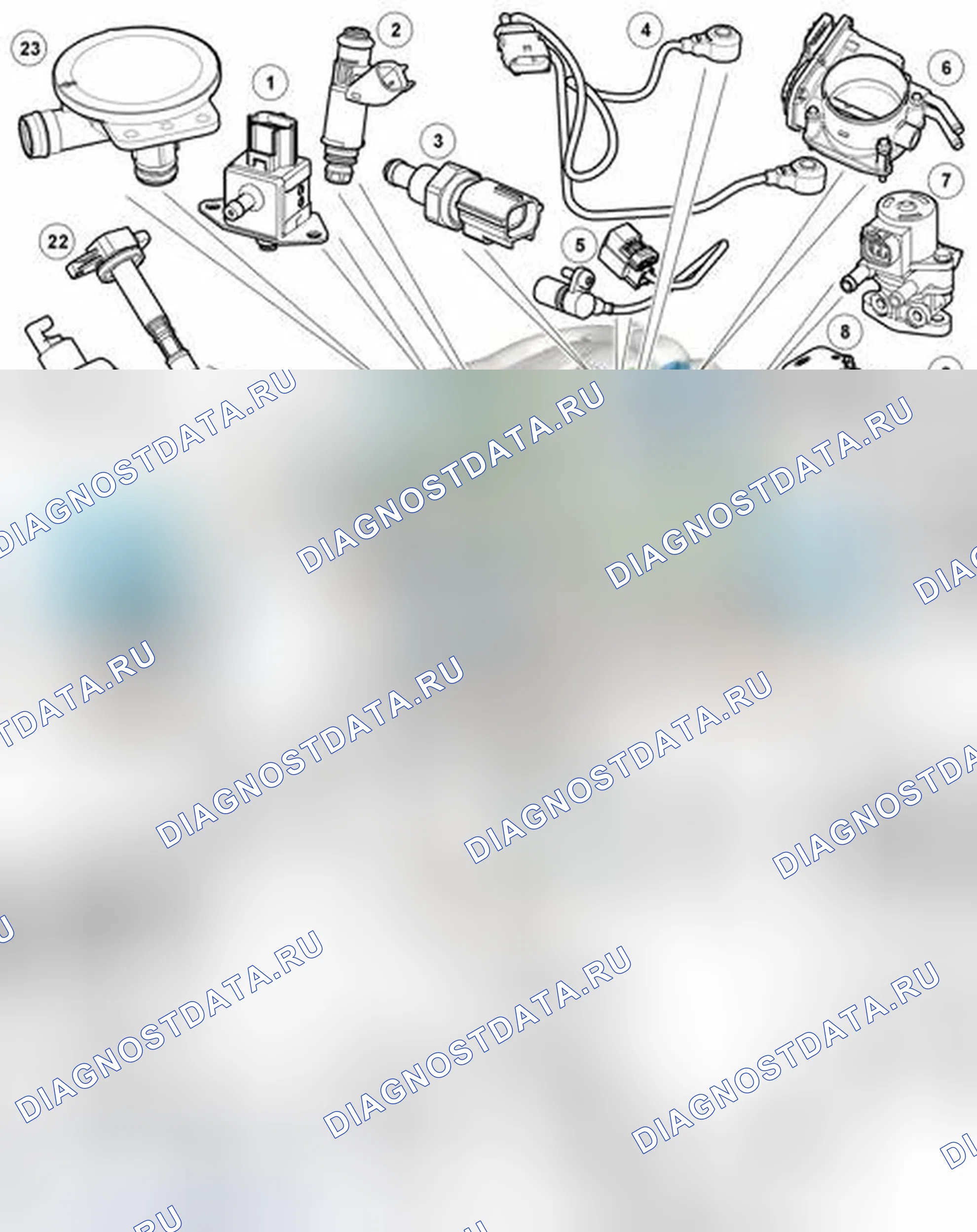 Рис. 1: РАСПОЛОЖЕНИЕ КОМПОНЕНТОВ ЛИСТ 1 из 2. Jaguar XKR II