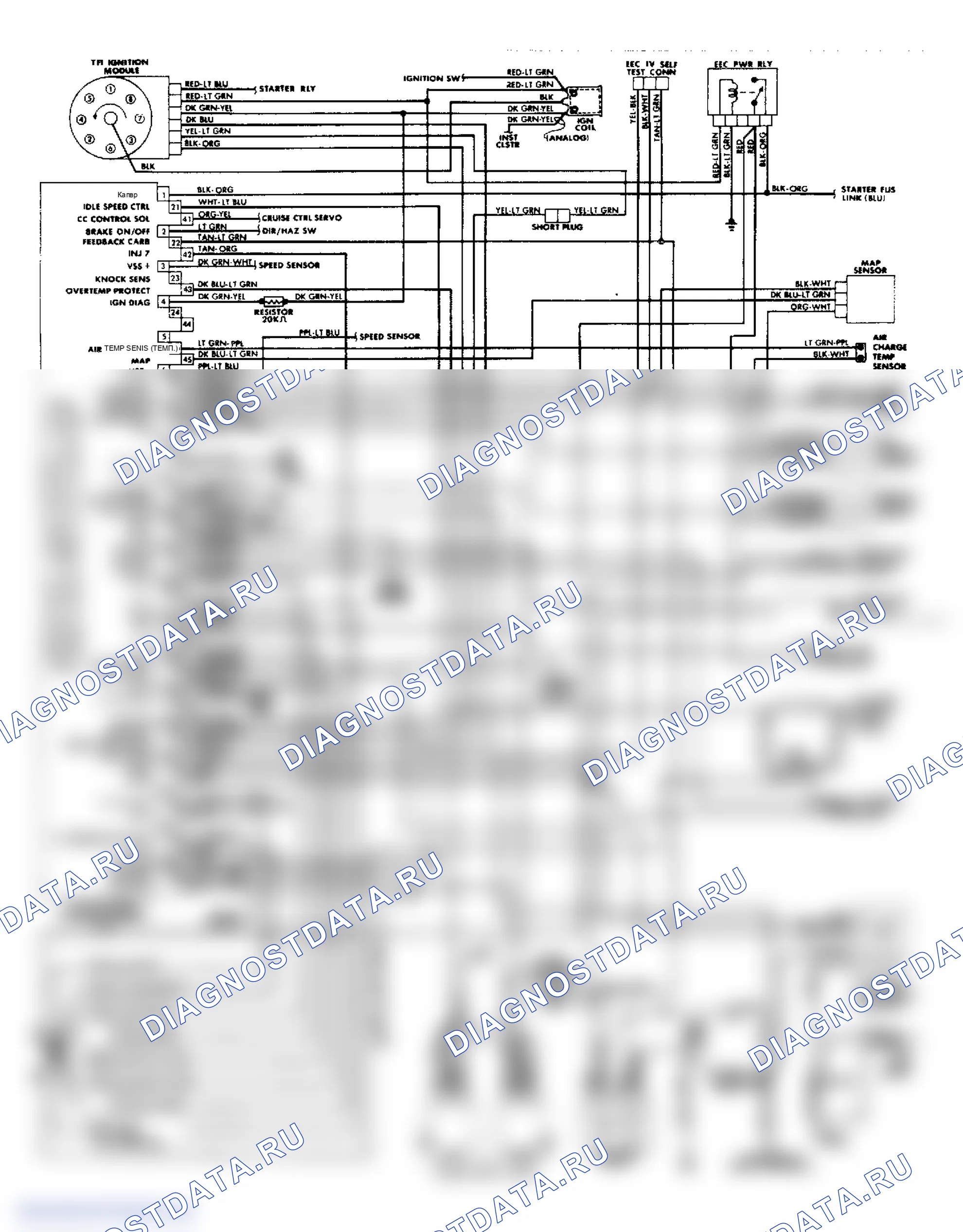 Рис. 65: электросхема 5.0L SEFI EEC-IV (Mark VII). Ford Tempo I