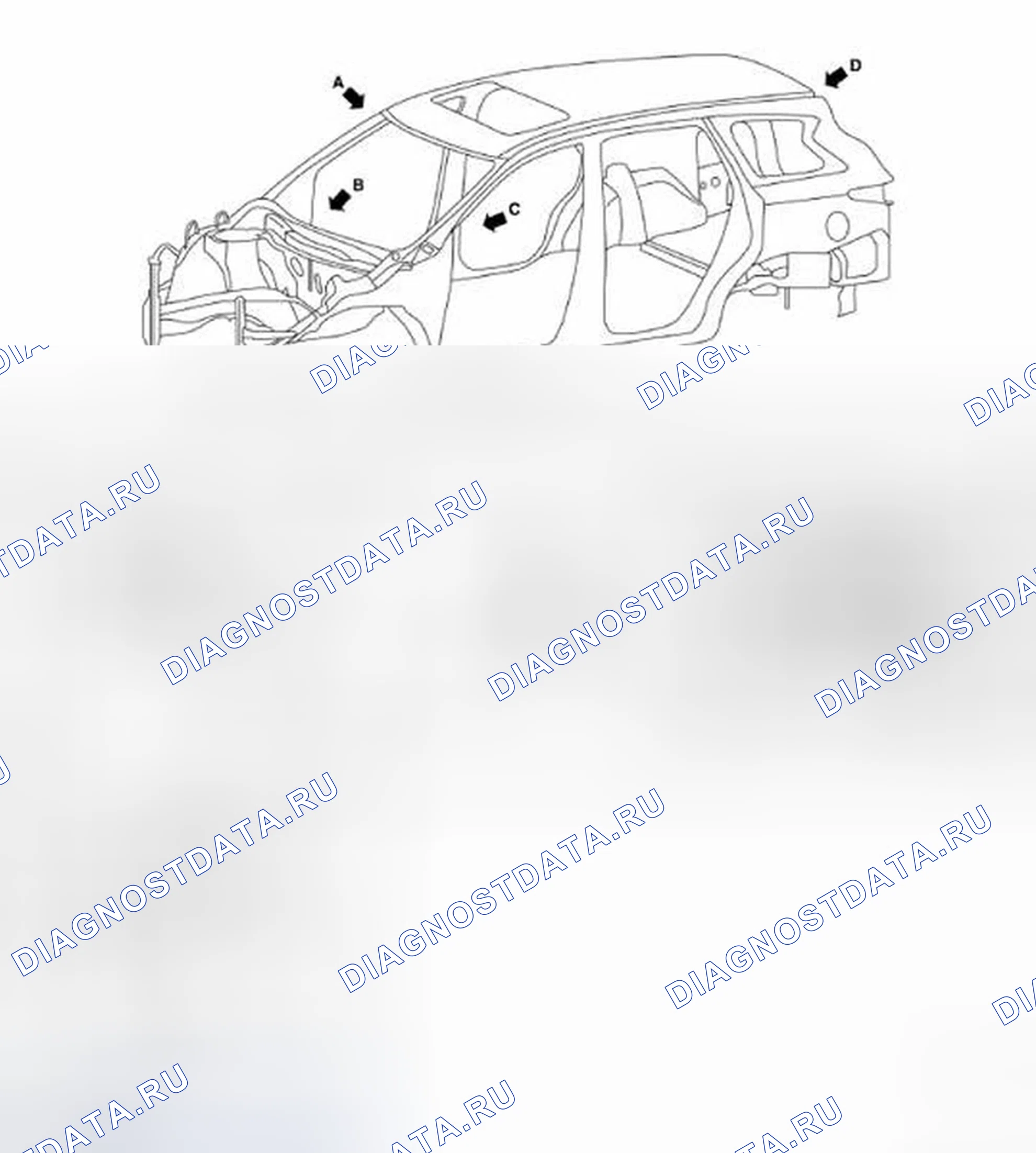 Рис. 306: Метки центра тела. Infiniti QX60 I