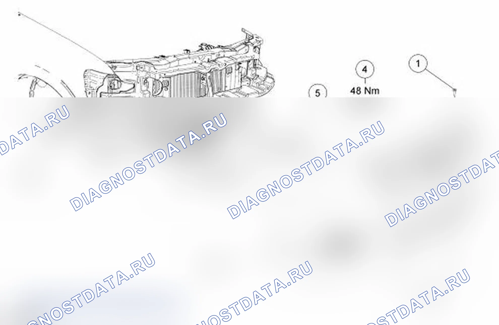 Рис. 6: Бампер - разнесенный вид, вид спереди. Ford Explorer IV