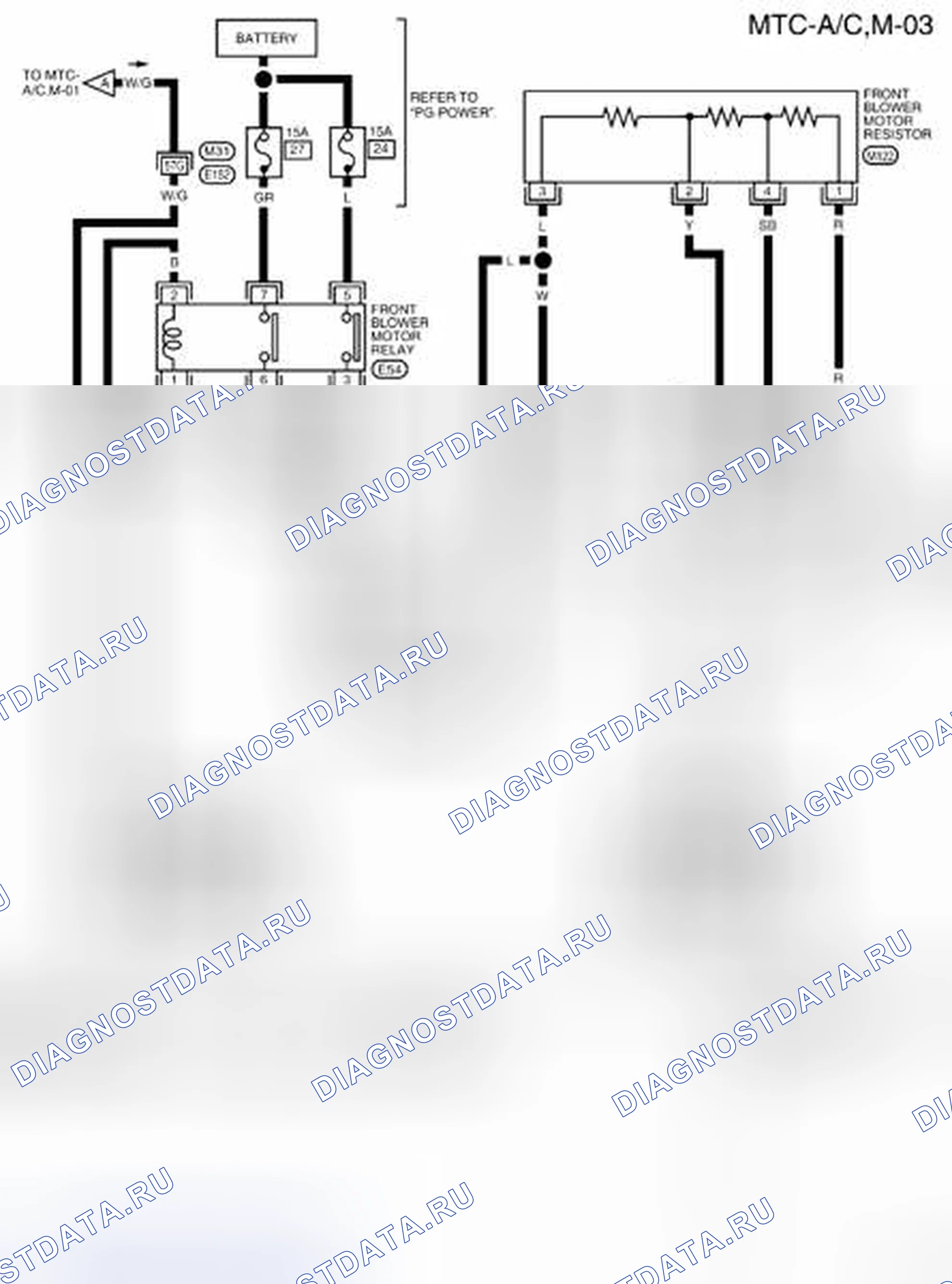 Рис. 23: Идентификация MTC-A / C, M-03 - электросхема. Nissan Pathfinder III