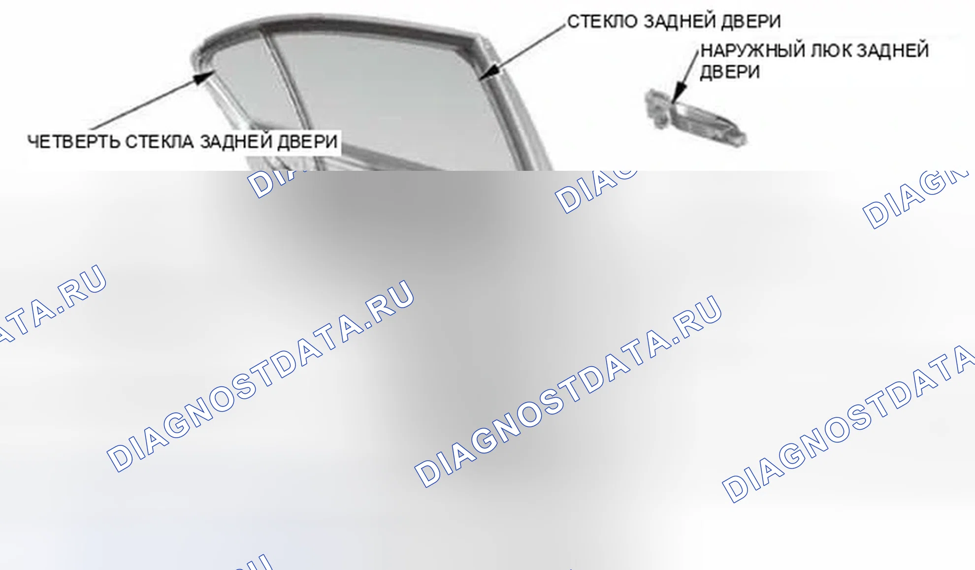 Рис. 408: Индекс расположения компонентов задней двери (4-дверная). Honda Civic IX