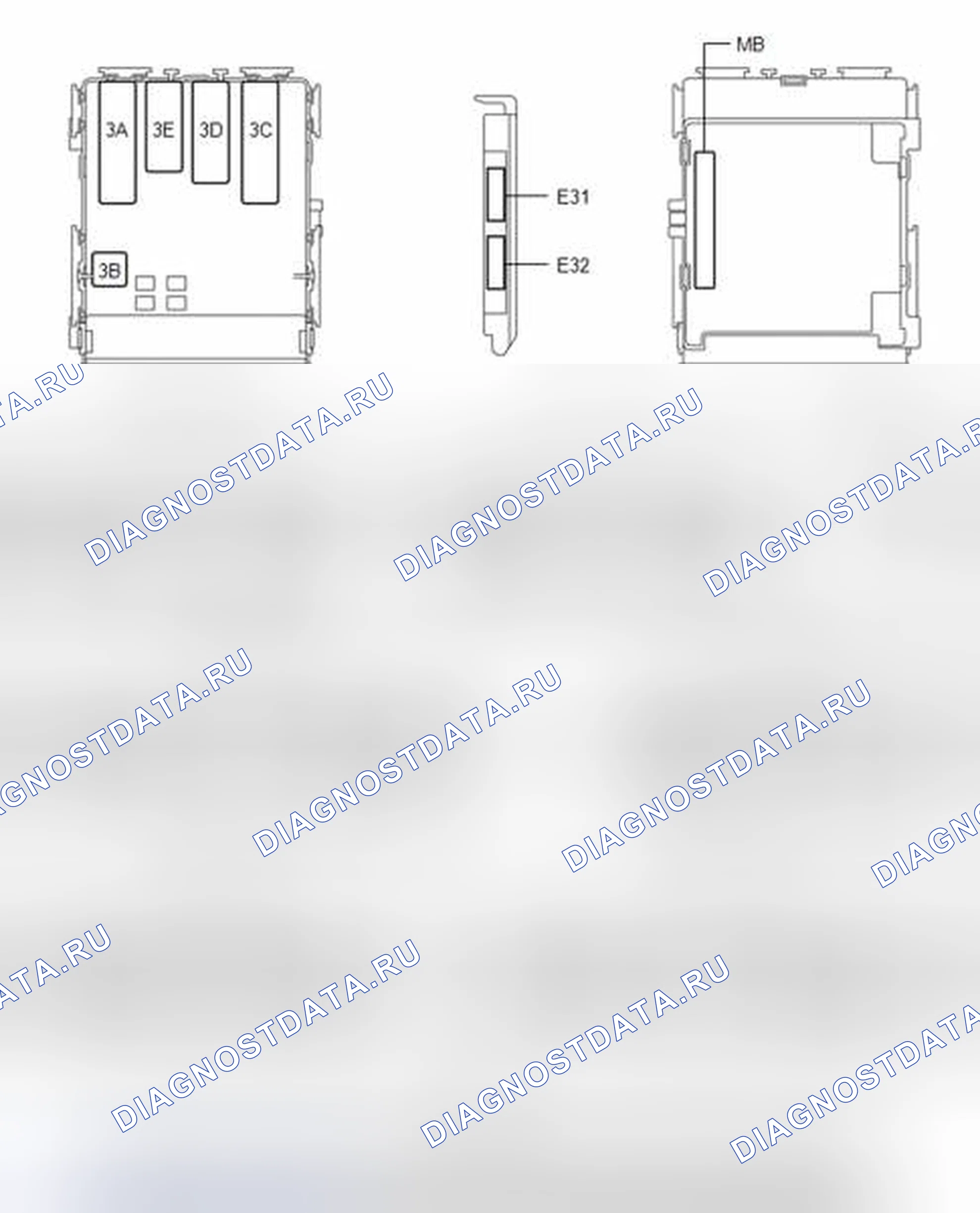 Рис. 15: ТЕРМИНАЛЫ блока управления (ЭБУ) [04 / 2014 -]. Toyota Corolla XI