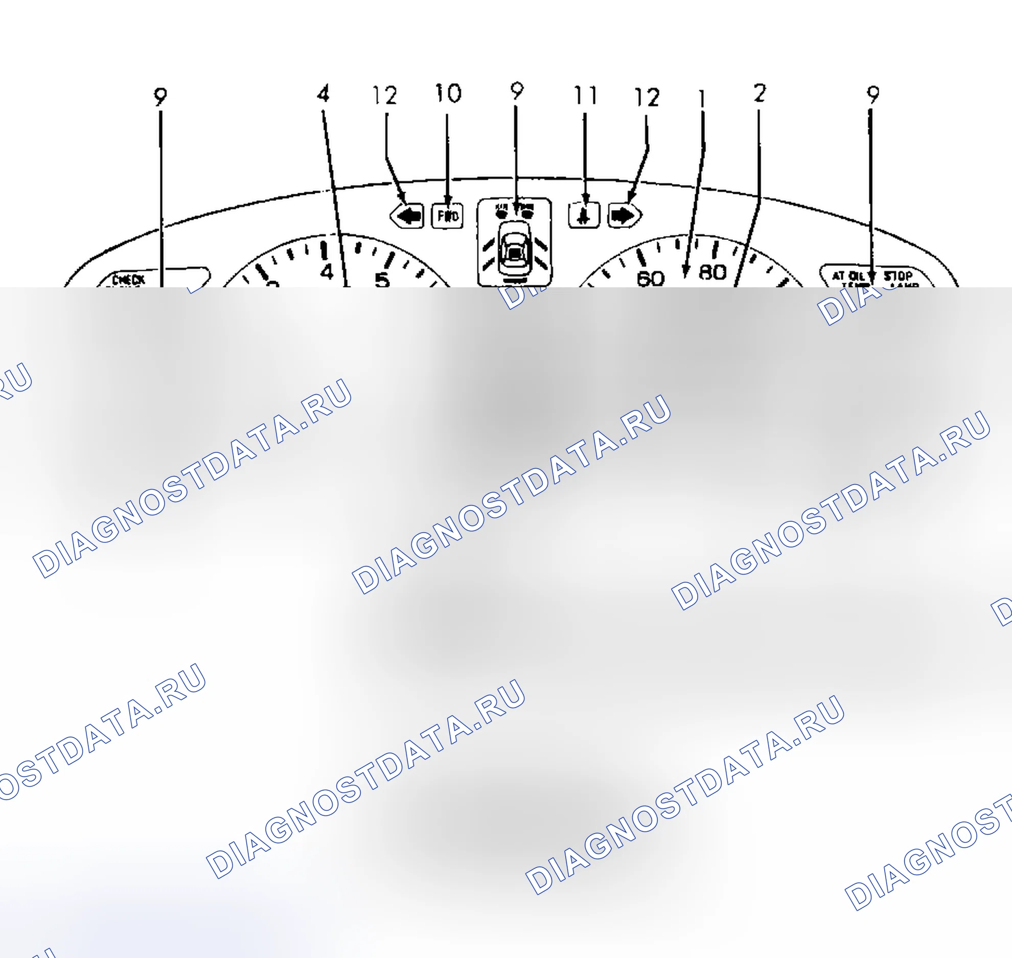 Рис. 1: СЕРВИСНЫЙ ИНДИКАТОР И ПРЕДУПРЕЖДАЮЩИЕ ОГНИ. Subaru Legacy BC/BJ/BF
