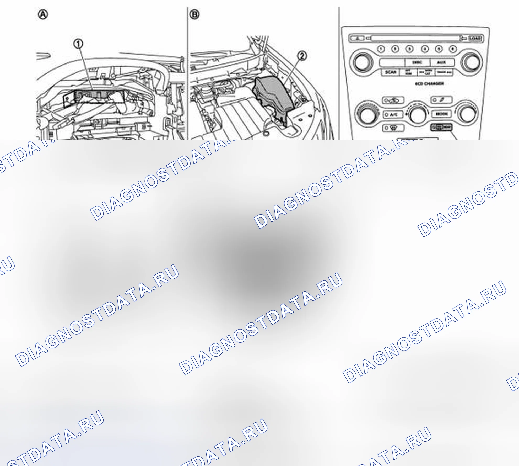 Рис. 5: С BOSE система: расположение компонентов. Honda Inspire I