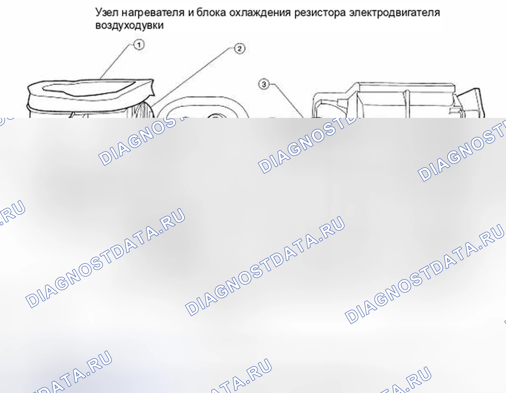 Рис. 101: Идентификация двигателя впускной двери, резистора двигателя воздуходувки и двигателя двери режима. Nissan Pathfinder III